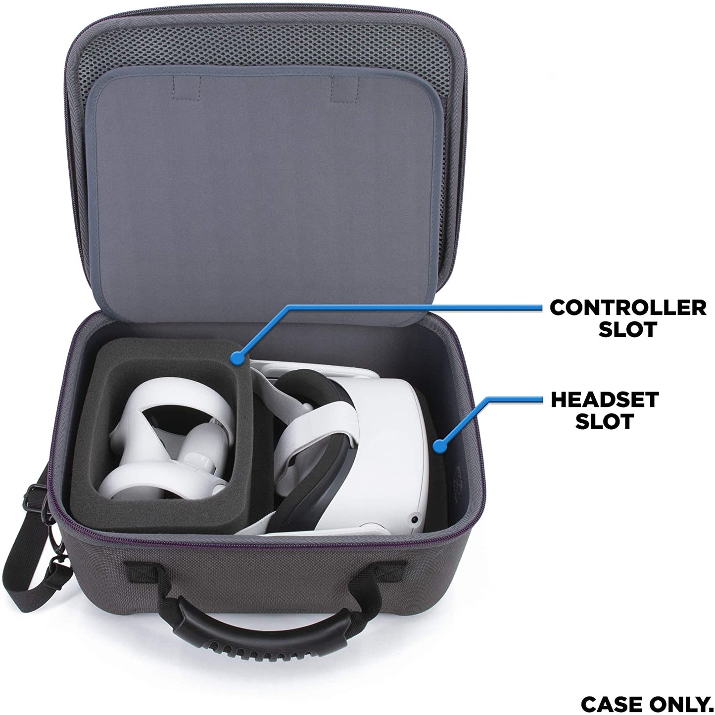 Hard Shell Travel Case Compatible with Oculus Quest 2 - Protective Oculus Quest 2 Case with Impact-Absorbing Foam and Shoulder Strap