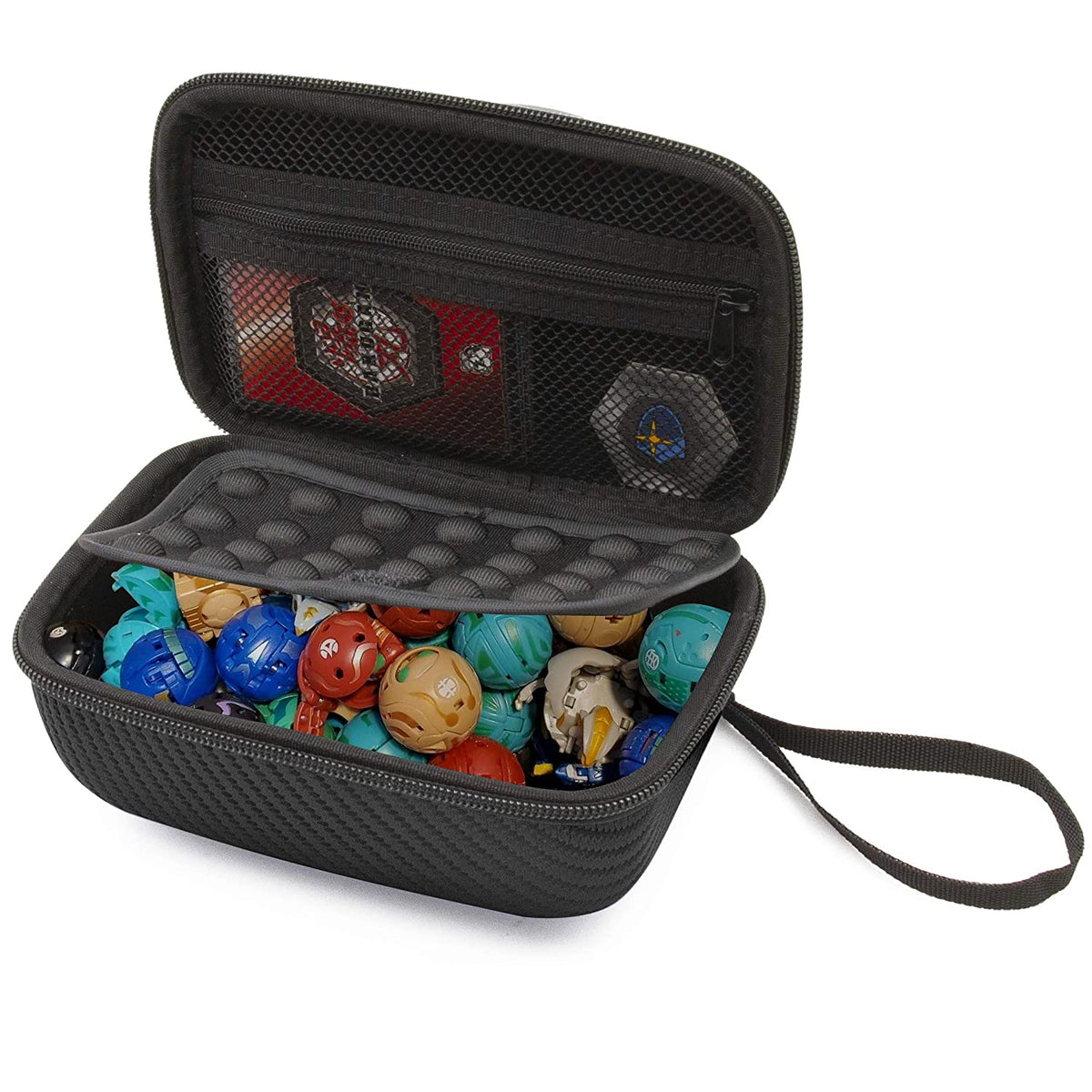 CASEMATIX Travel Case Compatible with Bakugan Figures, BakuCores and  Trading Cards - Hard Shell Bakugan Case with Padded Divider and Wrist Strap