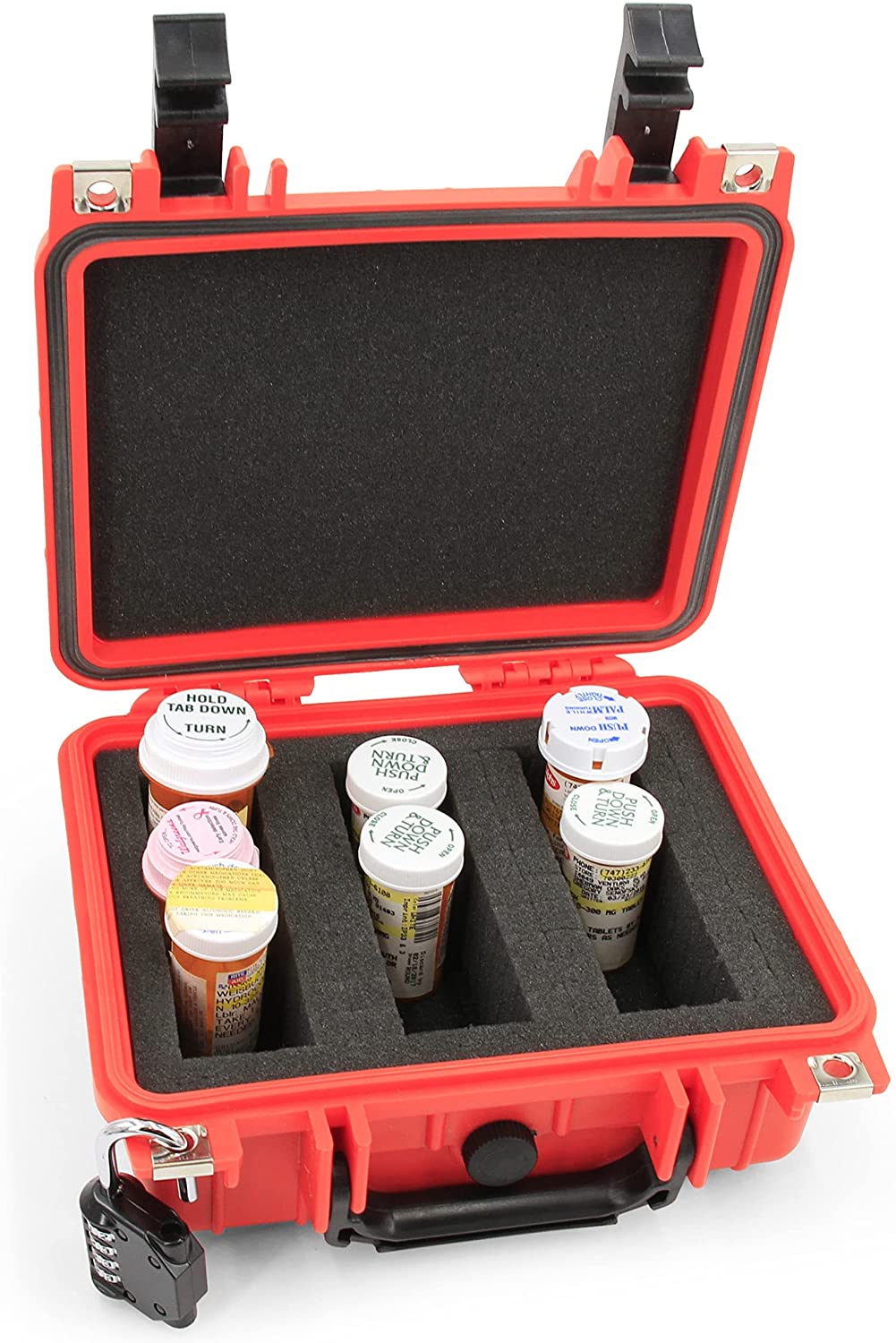 Medicine Lock Box Case with Customizable Foam - Lockable Medicine Box and Airtight Medicine Storage with Crushproof Hard Shell