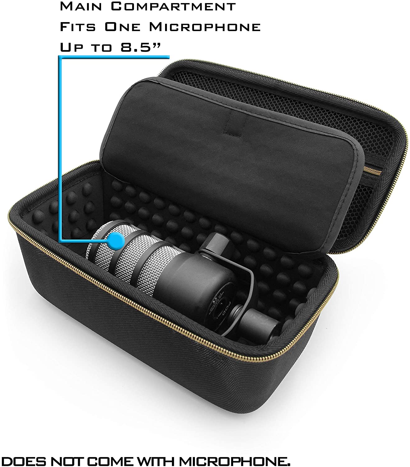 Travel Case Compatible with Rode PodMic Dynamic Microphone, Shure MV7 XLR and Other Cardioid Condenser Microphones & Accessories