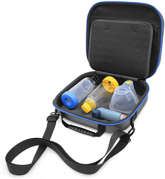 CASEMATIX Asthma Inhaler & Essential Carrying Case - Protective Travel Bag for Handheld Asthma Nebulizer Machine, Asthma Mask, Asthma Spacer & More