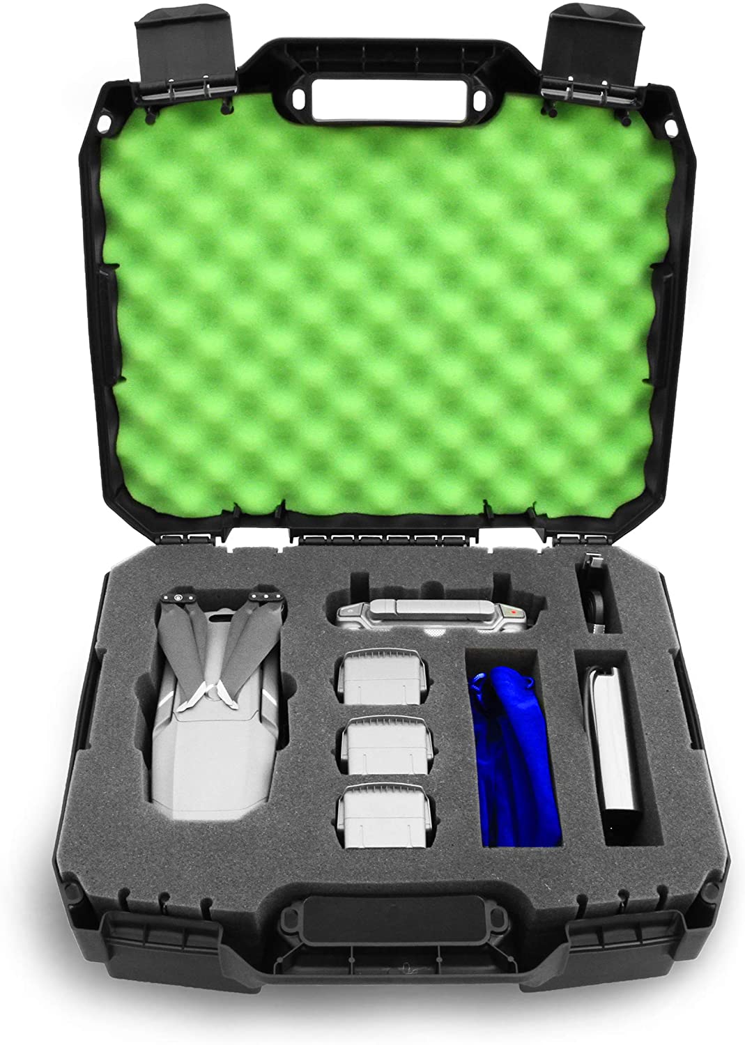 Rugged Hard Case Compatible with DJI Mavic Pro 2 Drone or DJI Mavic 2 Zoom and Accessories in Green Foam, Includes Case Only