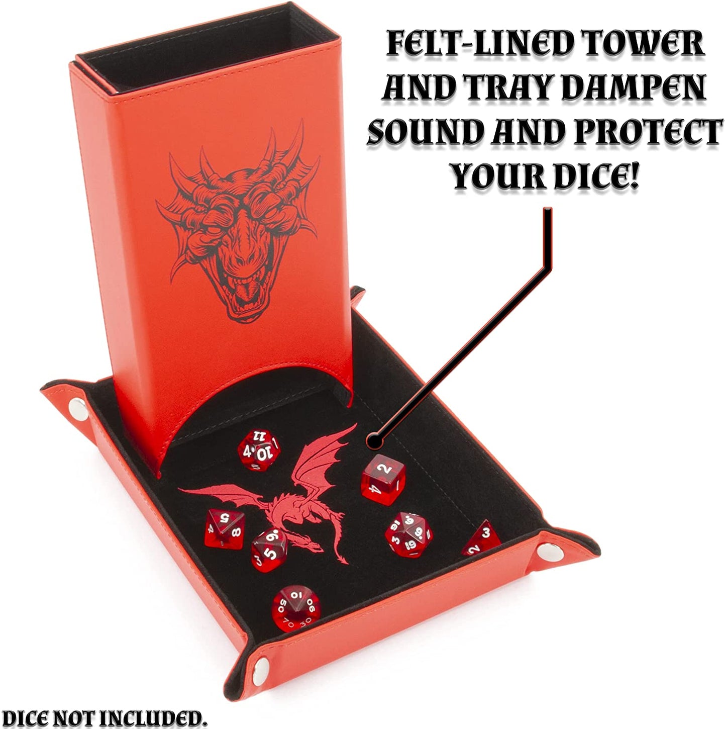 Portable Dice Tower and Tray with Non-Scratch Felt Interior - Folding 8" Auto Dice Roller Dice Tower for Fair and Random Dice Rolling