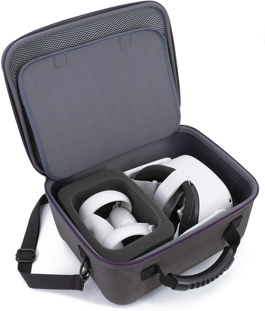 Hard Shell Travel Case Compatible with Oculus Quest 2 - Protective Oculus Quest 2 Case with Impact-Absorbing Foam and Shoulder Strap