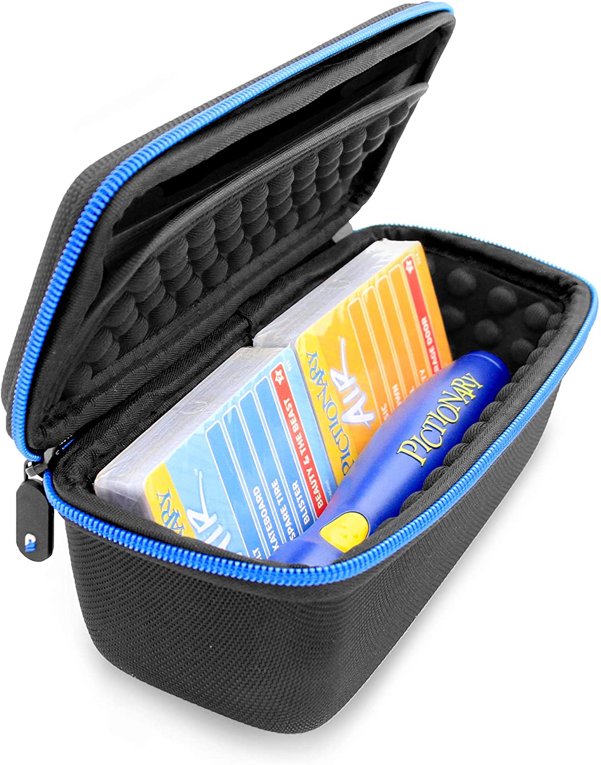 Hard Shell EVA Travel Case Compatible with Pictionary Air Game and Toy Air Pen & 4 Card Decks with Padded Divider & Wrist Strap