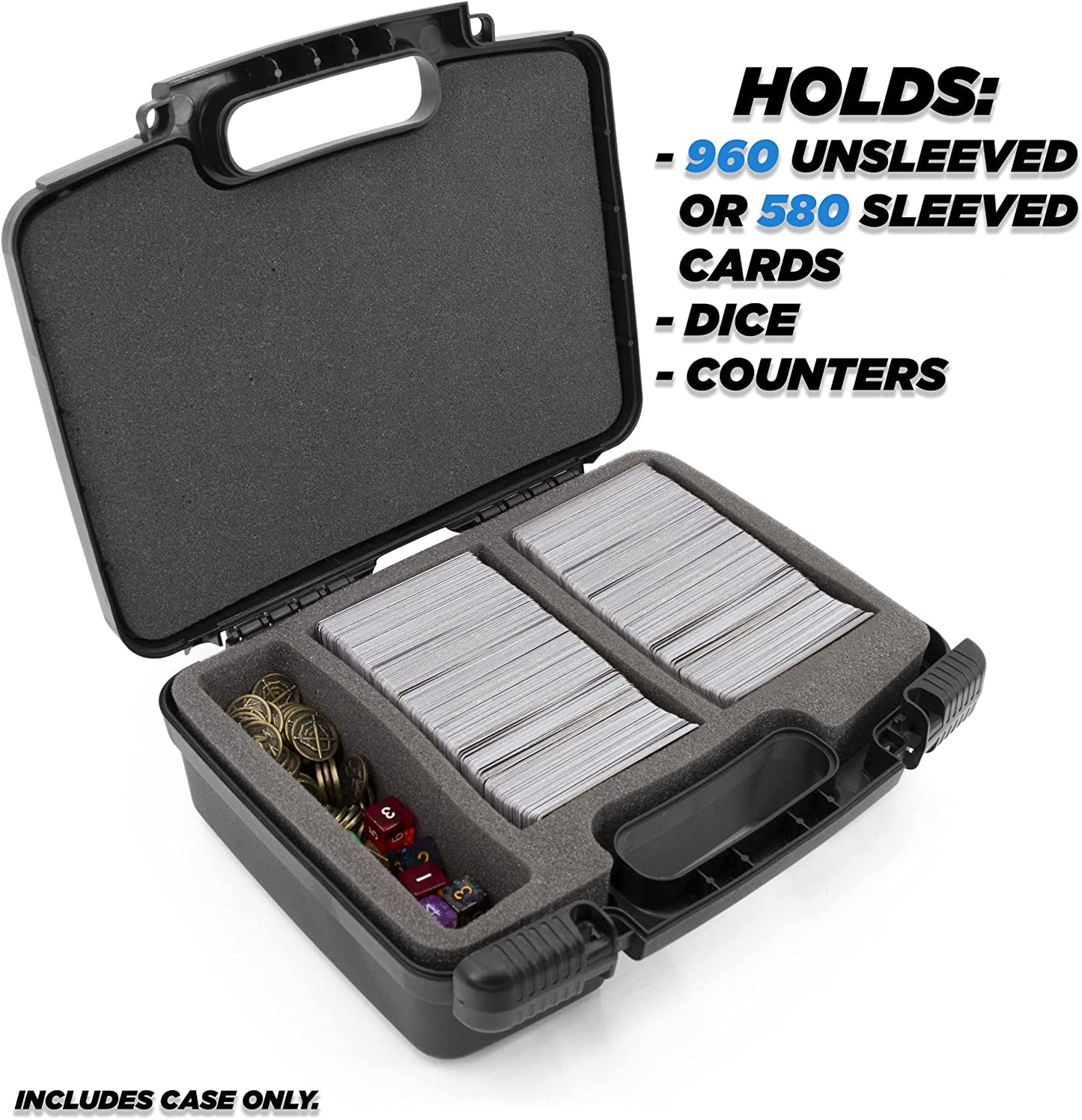 Trading Card Case and Card Game Organizer for 960 Cards - Hard Shell Card Case Holder for Trading Cards with 8 Dividers, Accessory Storage