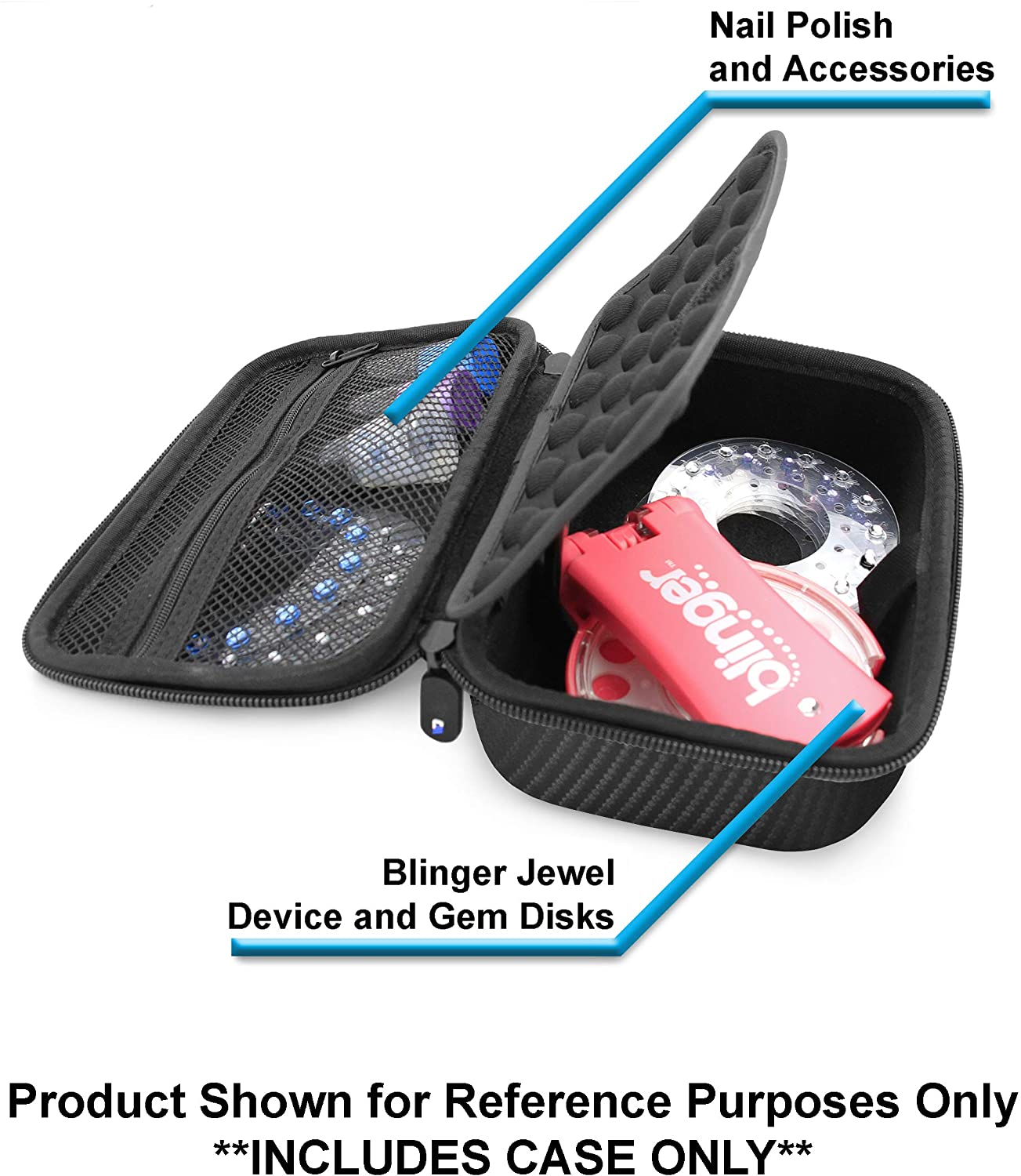 Travel Case with Wrist Strap for Blinger Deluxe Set, Blinger Refill Gems and More Hair Jewels and Nail Glam Childrens Accessories, Case Only