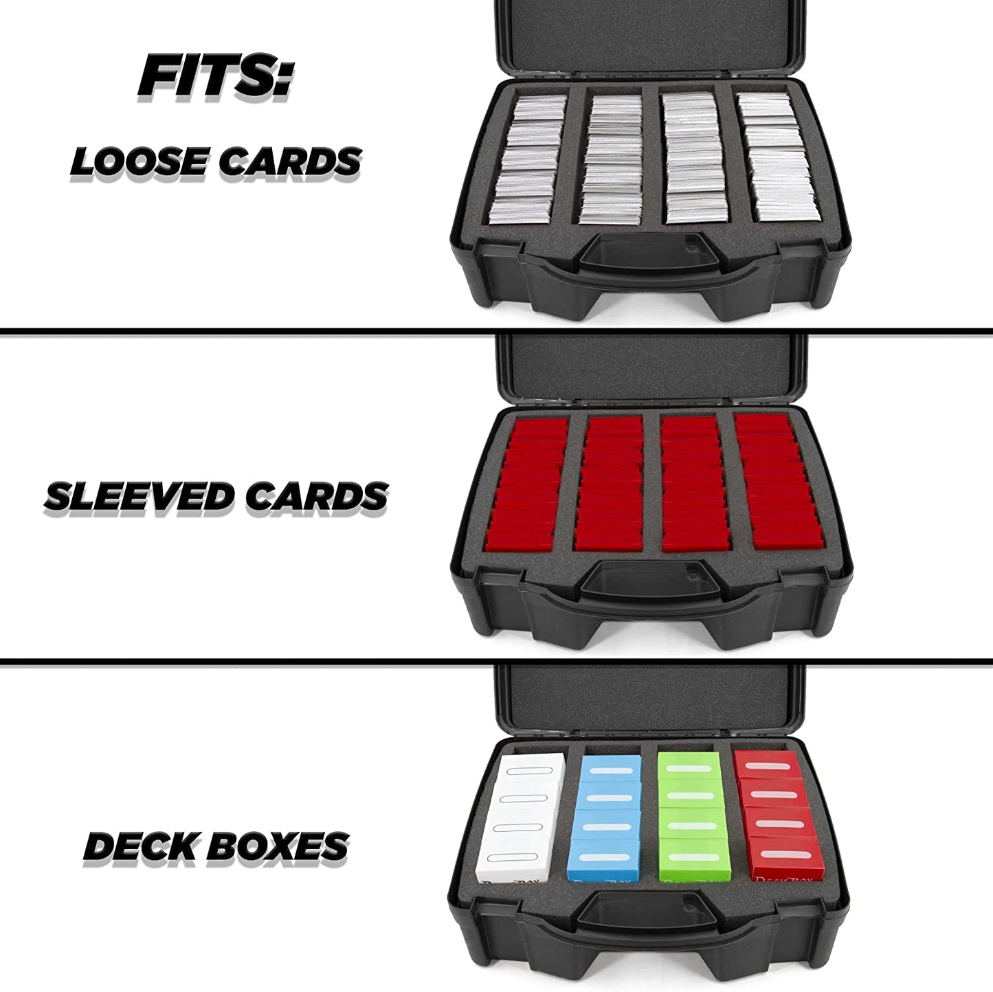 Trading Card Case and Card Game Organizer for 3200 Cards - 16" Hard Shell Card Case Holder for Trading Cards with 40 Dividers
