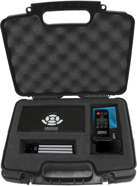 Hard Travel Case with Diced Foam fits AAXA P7 Pico Projector, P300, P4X, Ivation, Philips, Brookstone Projectors, Mini Tripod, Charger