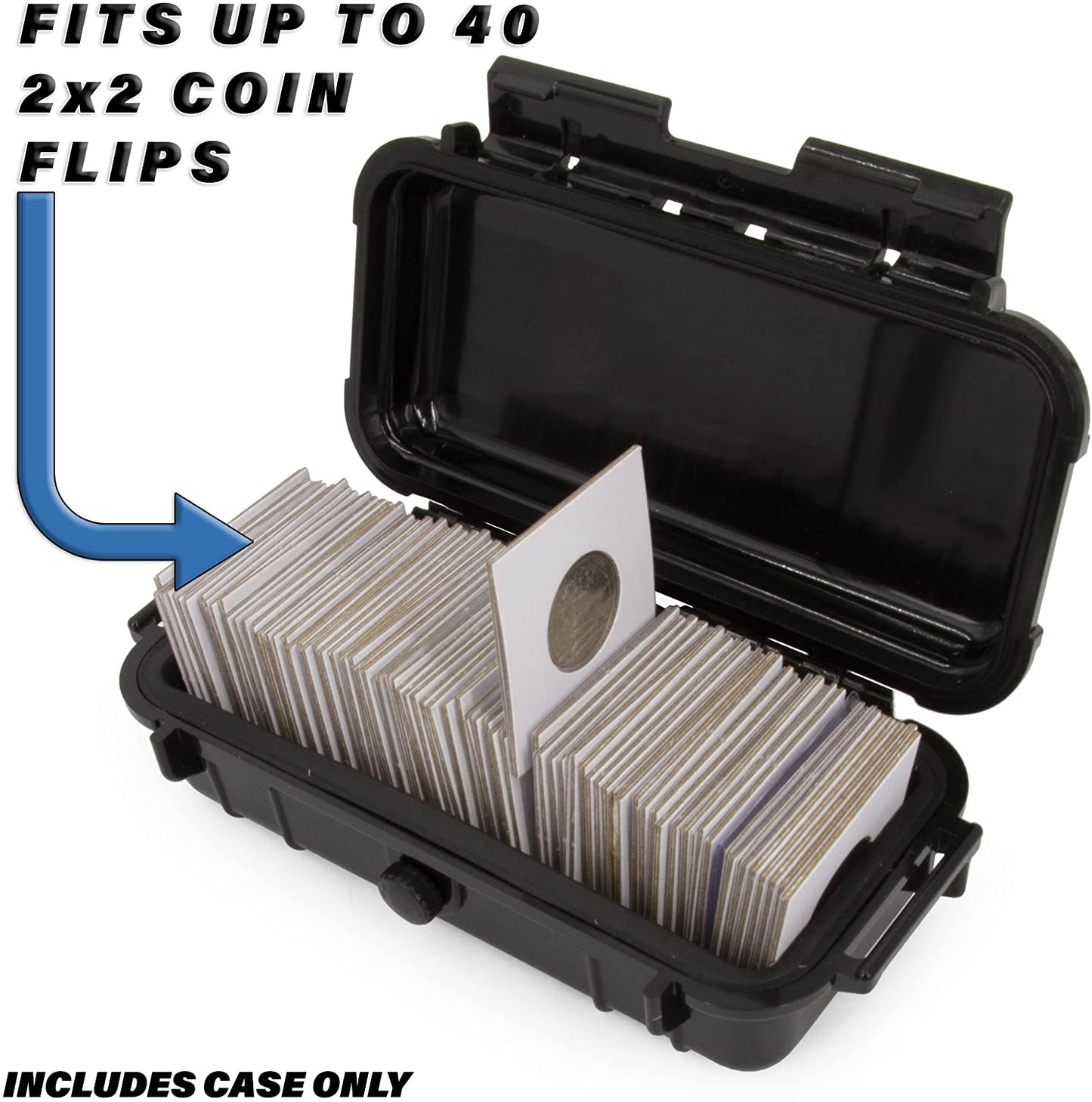 Coin Holder Case Fits 2x2 Coin Flips and Coin Collection Supplies in Airtight Moisture Resistant Coin Storage Box, Flips not Included
