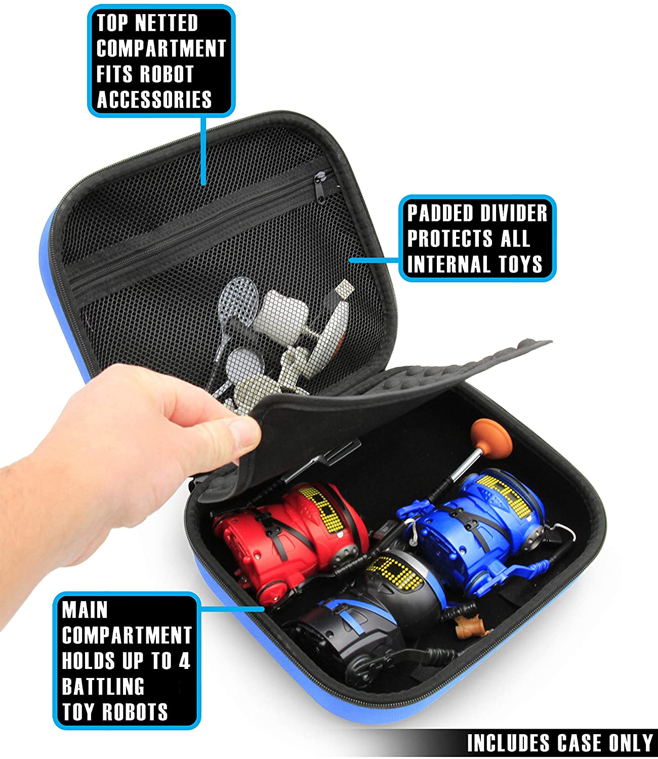 CASEMATIX Robot Case Compatible with 4 Ninja Bots Battle Bots and Ninja Toys Accessories, Includes Case Only