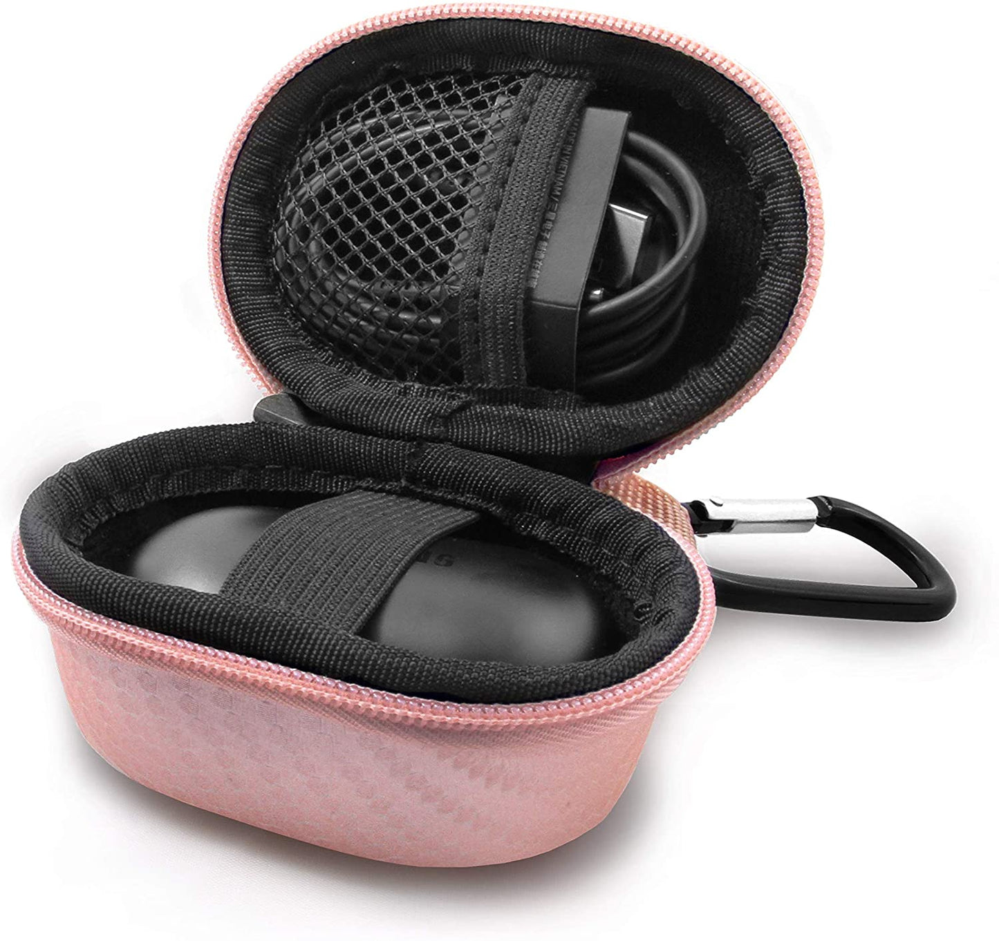 CASEMATIX Earbud Case Compatible with Samsung Galaxy Buds Live or Buds+ True Wireless Earbuds Bluetooth, Clip On Carabiner Impact Protection