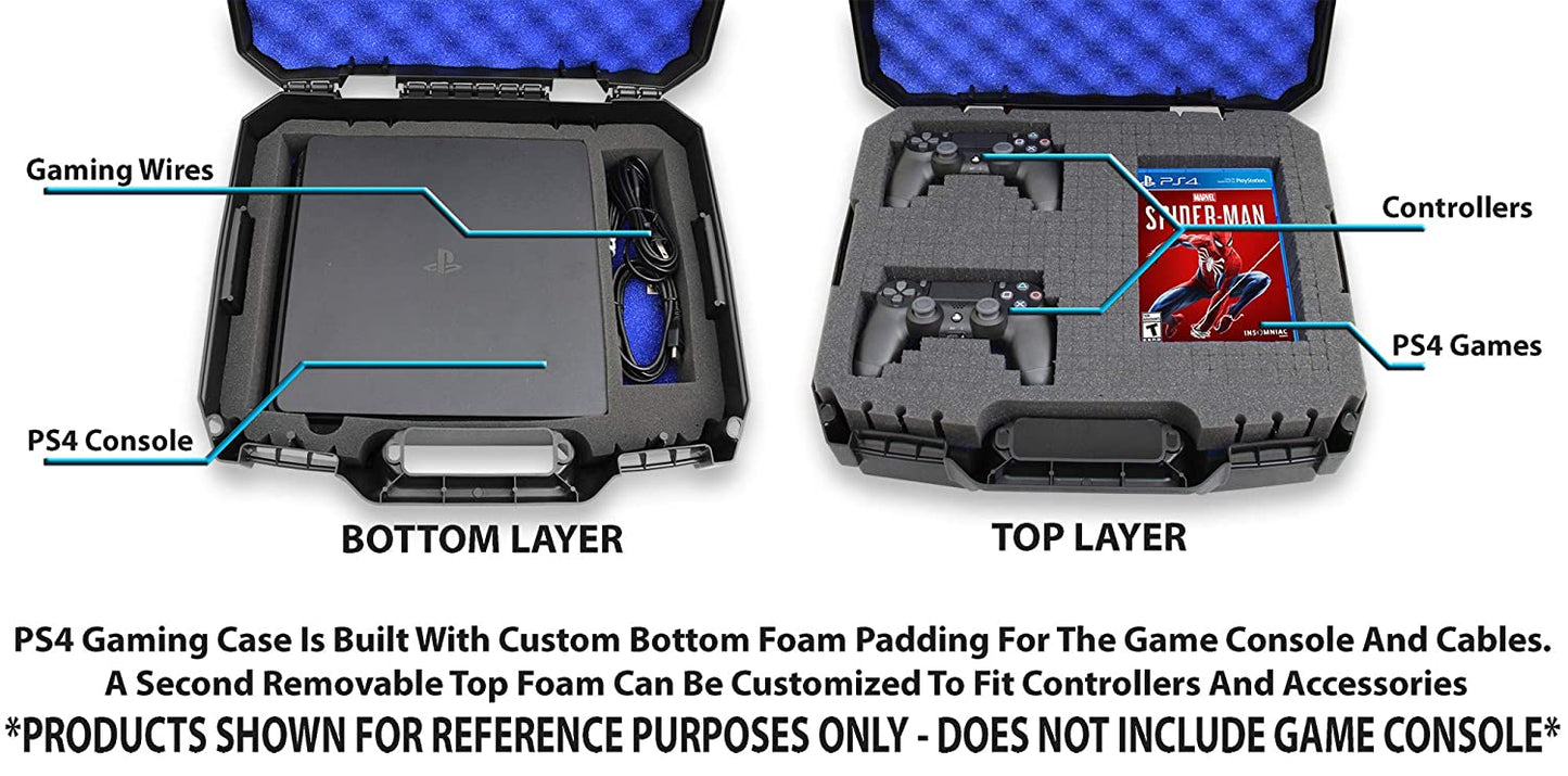 Travel Case Compatible with PlayStation 4 Slim 1TB Console and Accessories such as Controllers, Wireless Move Motion, Games and Cables
