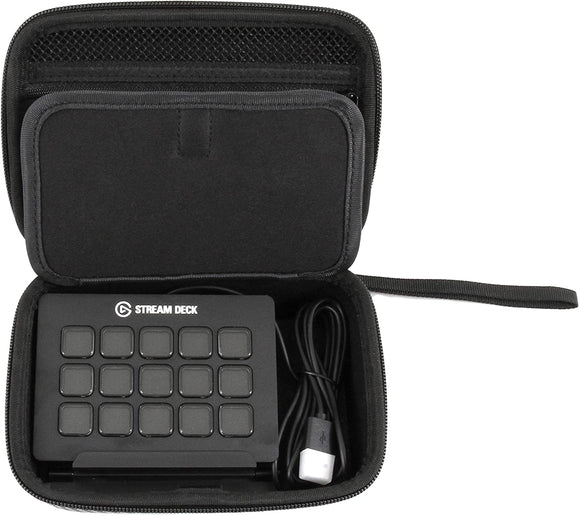 CASEMATIX Travel Case Compatible with Elgato Stream Deck and Adjustable Stand, Game Capture HD60, Chat Link and Video Game Accessories - Case Only