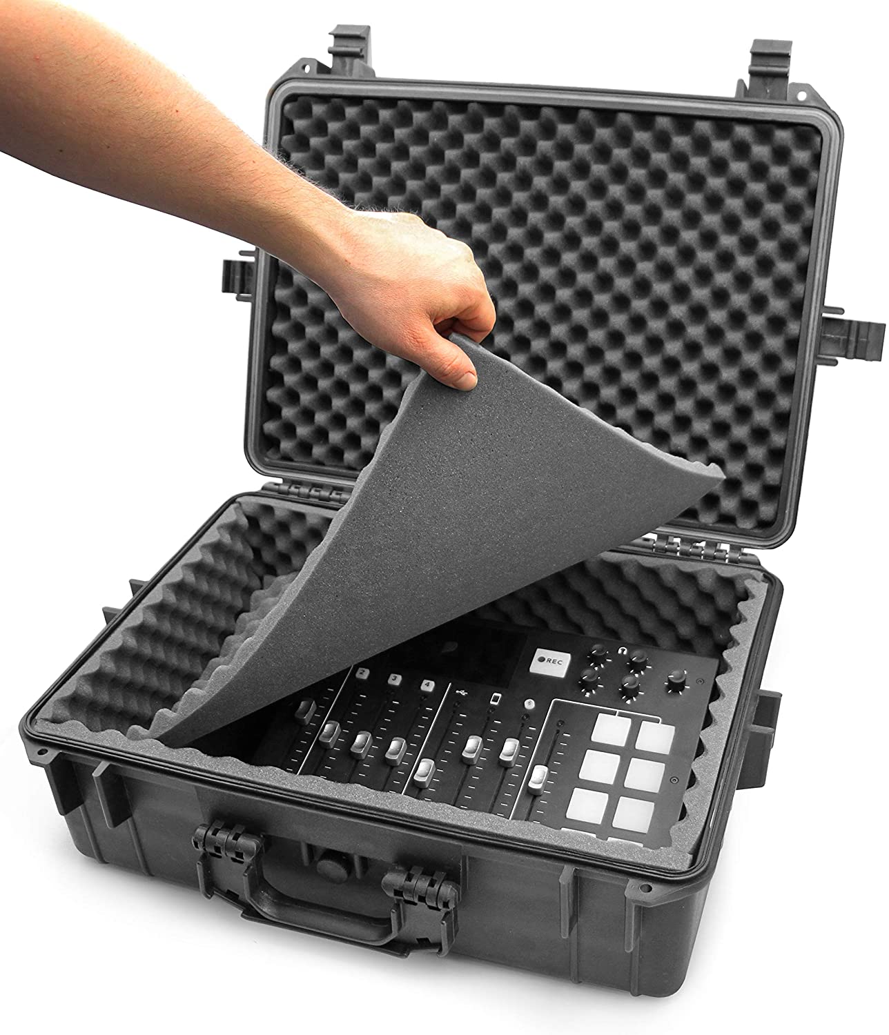 Waterproof Audio Mixer Case Compatible with Behringer Xenyx X1222USB X1622USB X1204USB Channel Interface Fits 17.0" x 12.1" x 5.0" Mixing Board and Accessories