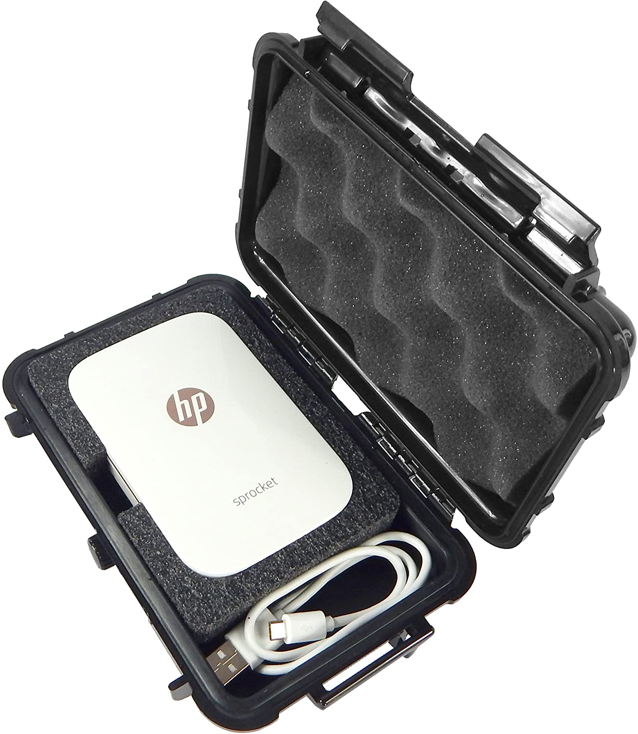 Waterproof Case for HP Sprocket Photo Printer - Crushproof Protection with Airtight Seal, Silicone Base & Foam Compartments - Case Only