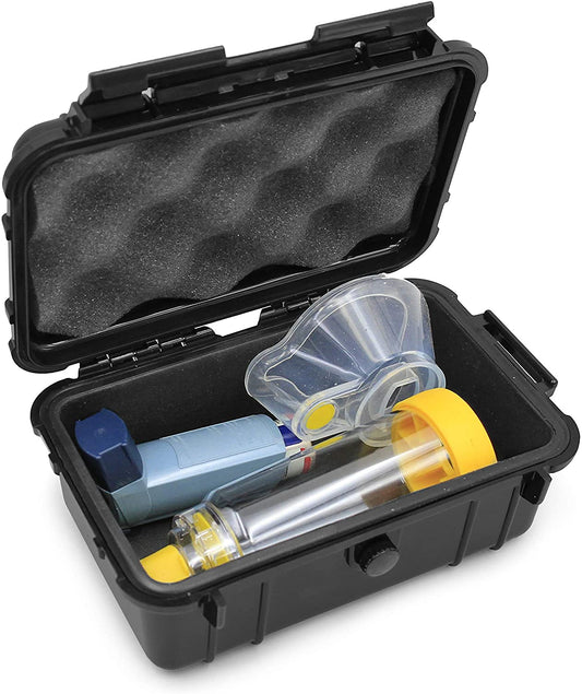 Asthma Inhaler Case for Spacer & Mask - Airtight Waterproof Medical Travel Case - Fits Ventolin Inhalers - 8x5x3 - Case Only