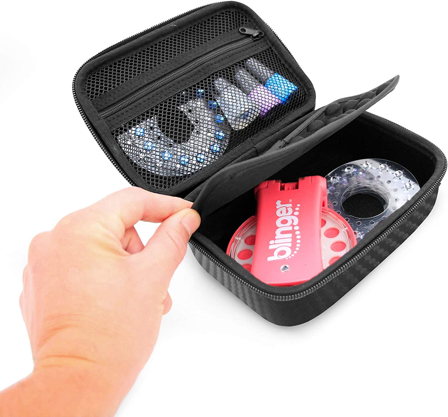 Travel Case with Wrist Strap for Blinger Deluxe Set, Blinger Refill Gems and More Hair Jewels and Nail Glam Childrens Accessories, Case Only