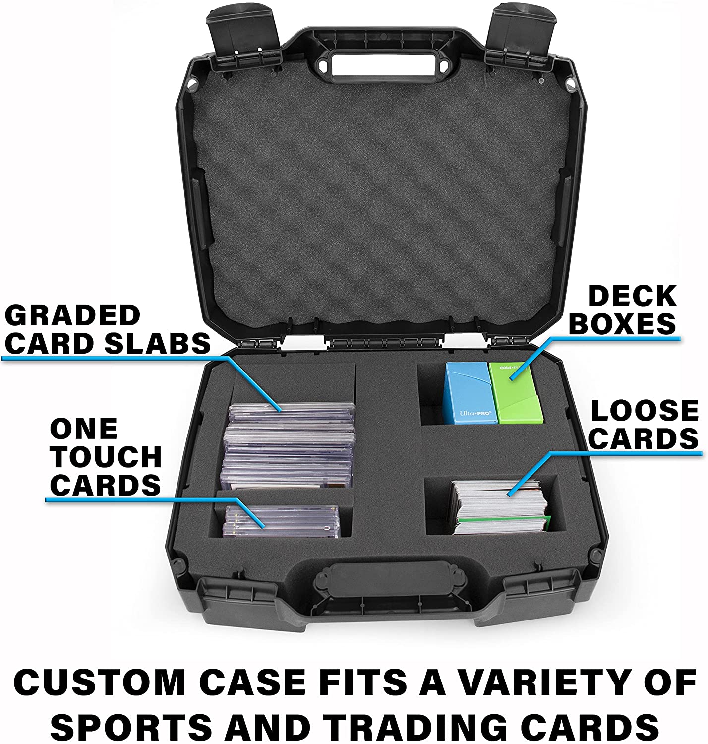 Graded Card Case Compatible with 60+ BGS PSA SGC FGS One Touch Graded Sports Trading Cards Rugged Graded Slab Card Storage Box
