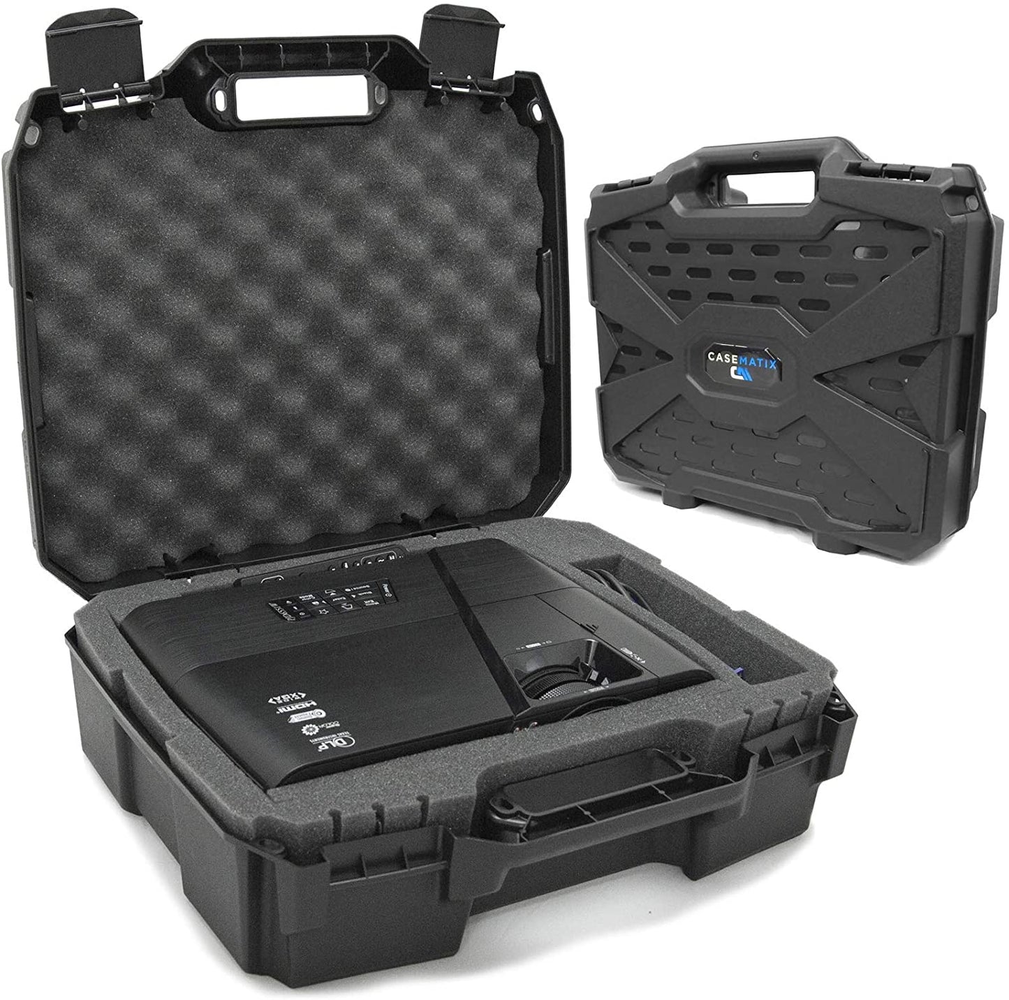 Hard Shell Projector Case for Epson VS240/VS345/VS340 Projectors- Customizable Tri-Layer Foam Protection with Padlock Rings - Made in USA