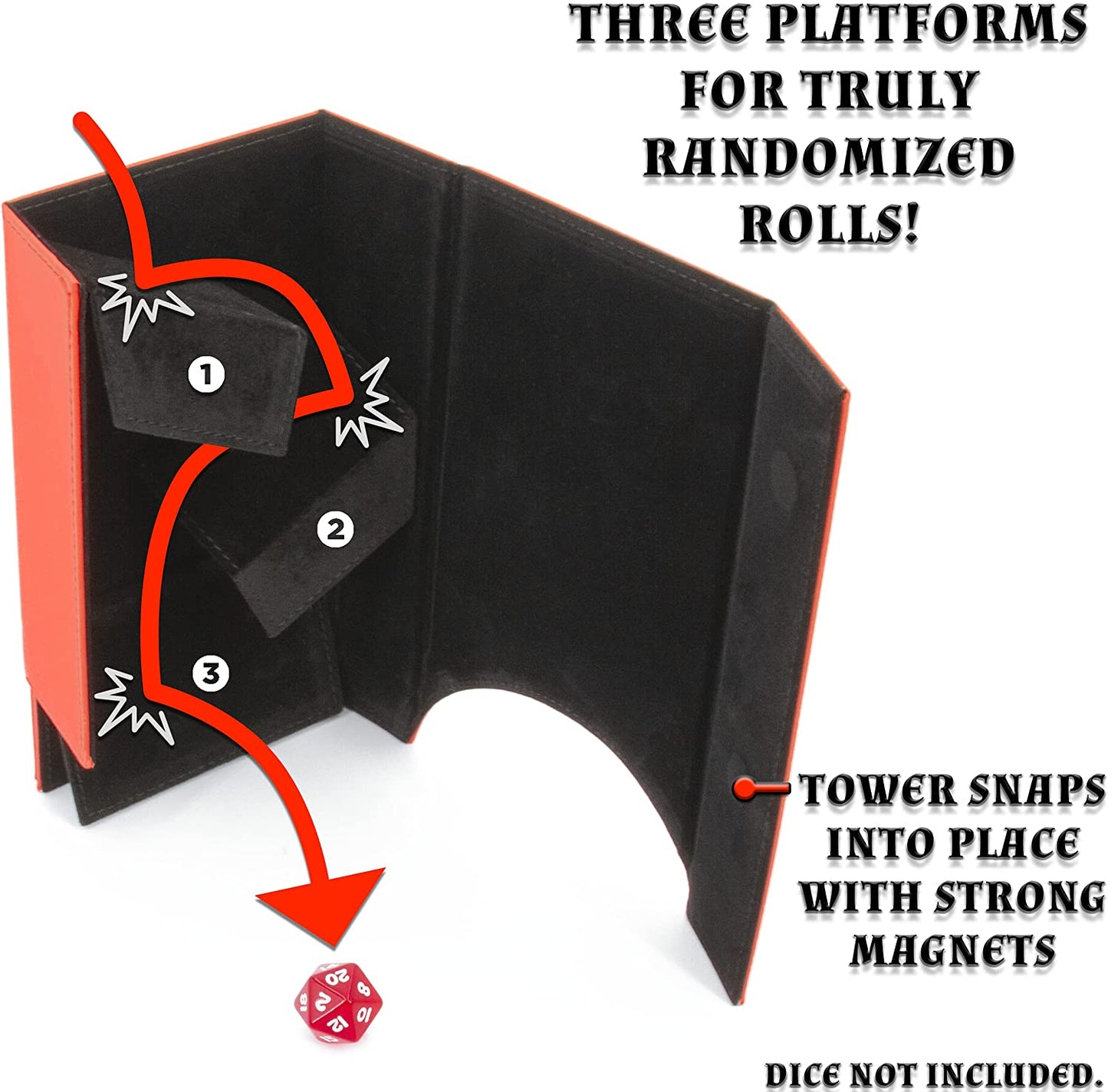 Portable Dice Tower and Tray with Non-Scratch Felt Interior - Folding 8" Auto Dice Roller Dice Tower for Fair and Random Dice Rolling