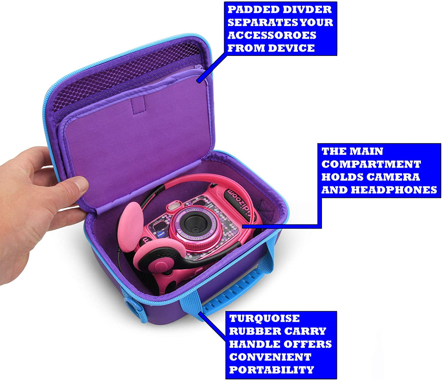 Kids Camera Case Compatible with Kidizoom Duo 5.0 Deluxe Digital Camera and Kids Headphones – Includes Case Only Fits Kids Camera for Girls or Boys