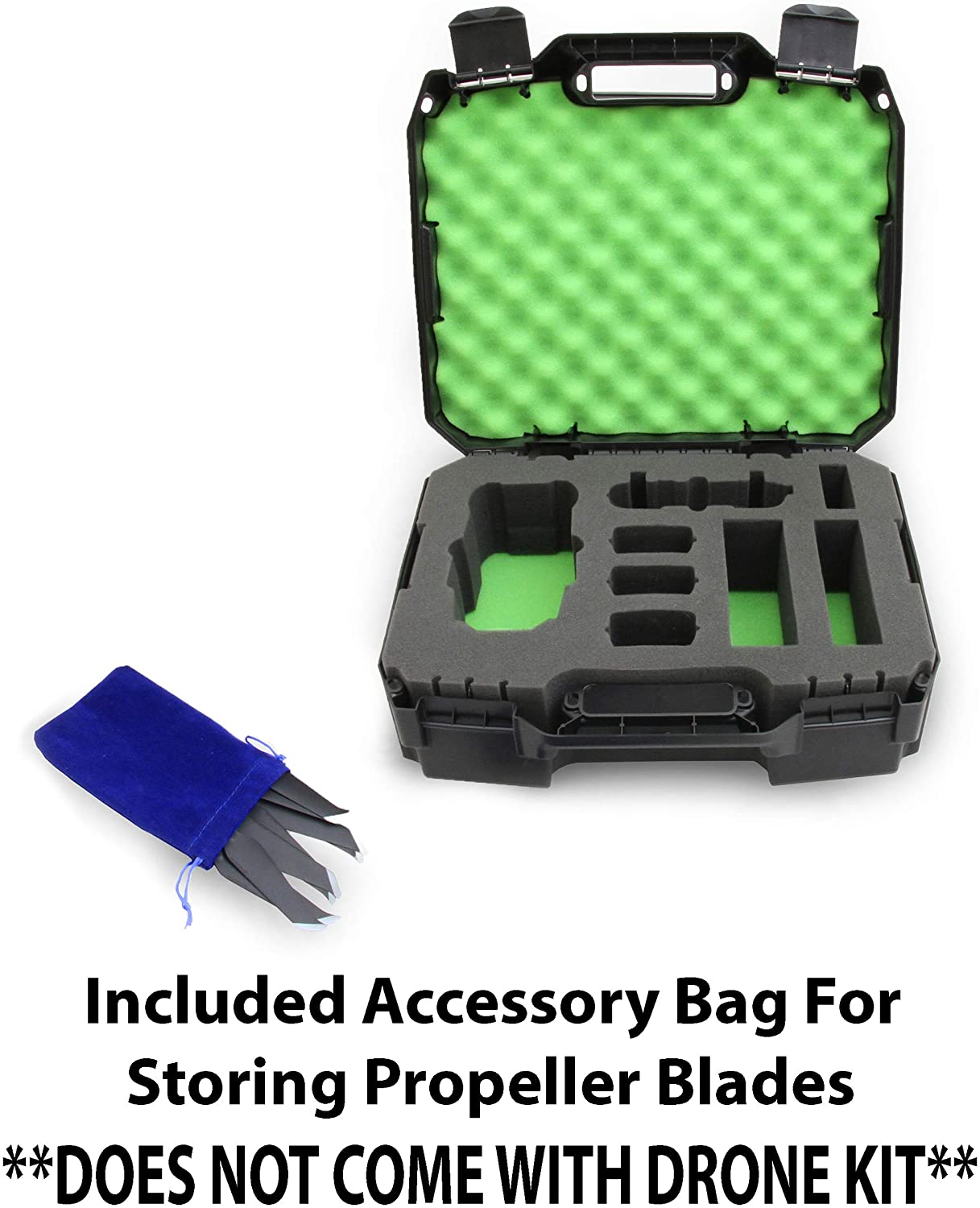 Rugged Hard Case Compatible with DJI Mavic Pro 2 Drone or DJI Mavic 2 Zoom and Accessories in Green Foam, Includes Case Only