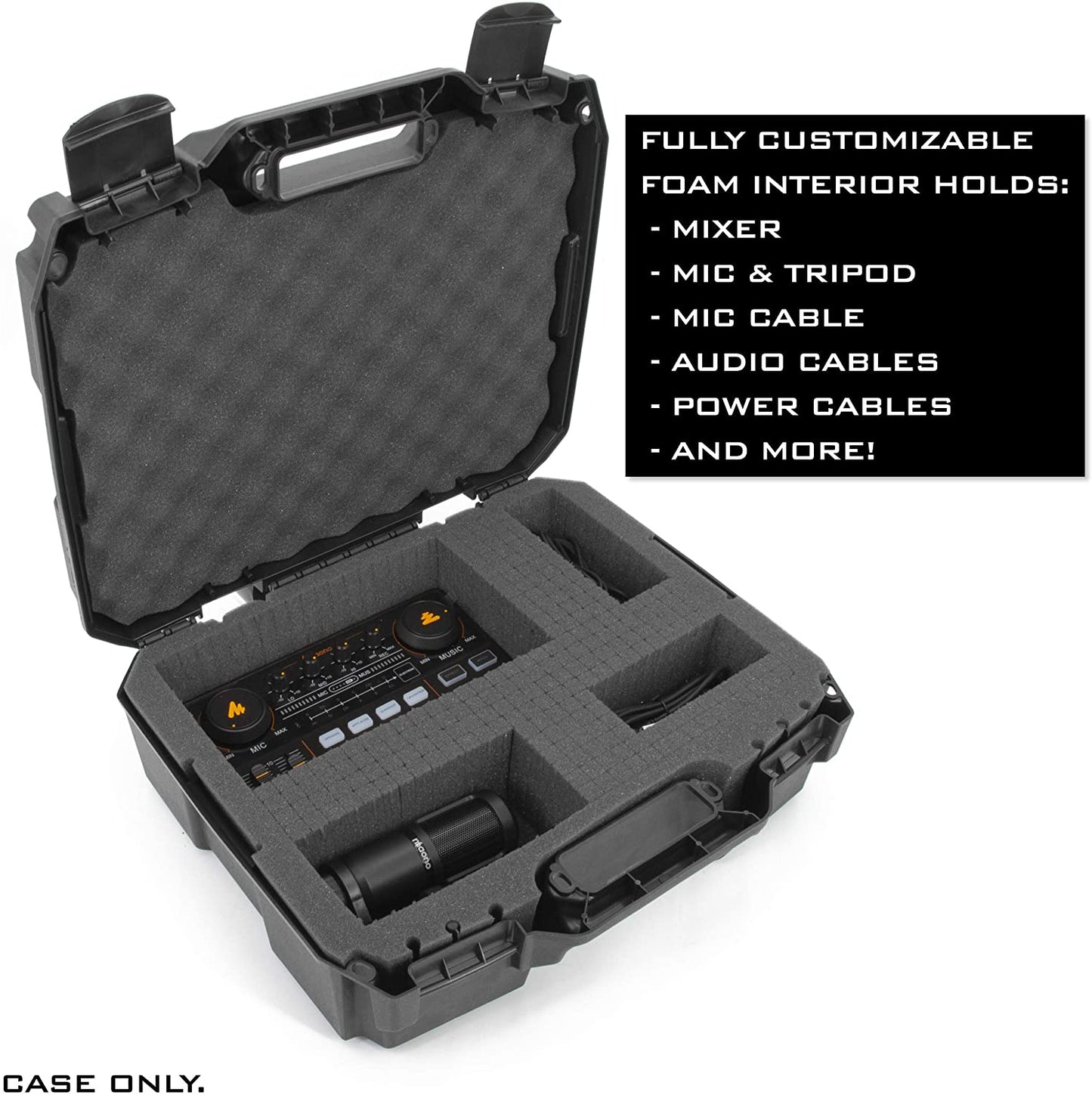Hard Shell Travel Case Compatible with Maonocaster Lite Audio Mixer Podcast Equipment Bundle - Customizable Foam Interior