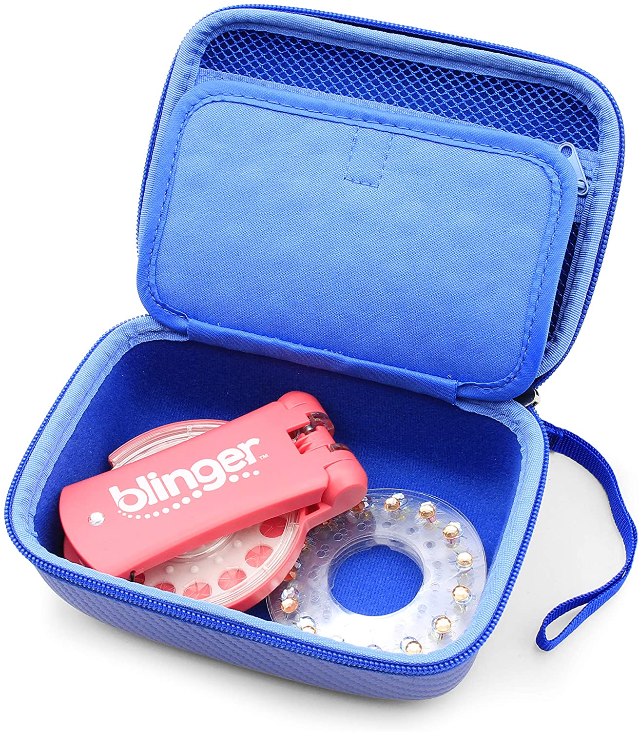 Travel Case with Wrist Strap for Blinger Deluxe Set, Blinger Refill Gems and More Hair Jewels and Nail Glam Childrens Accessories, Case Only