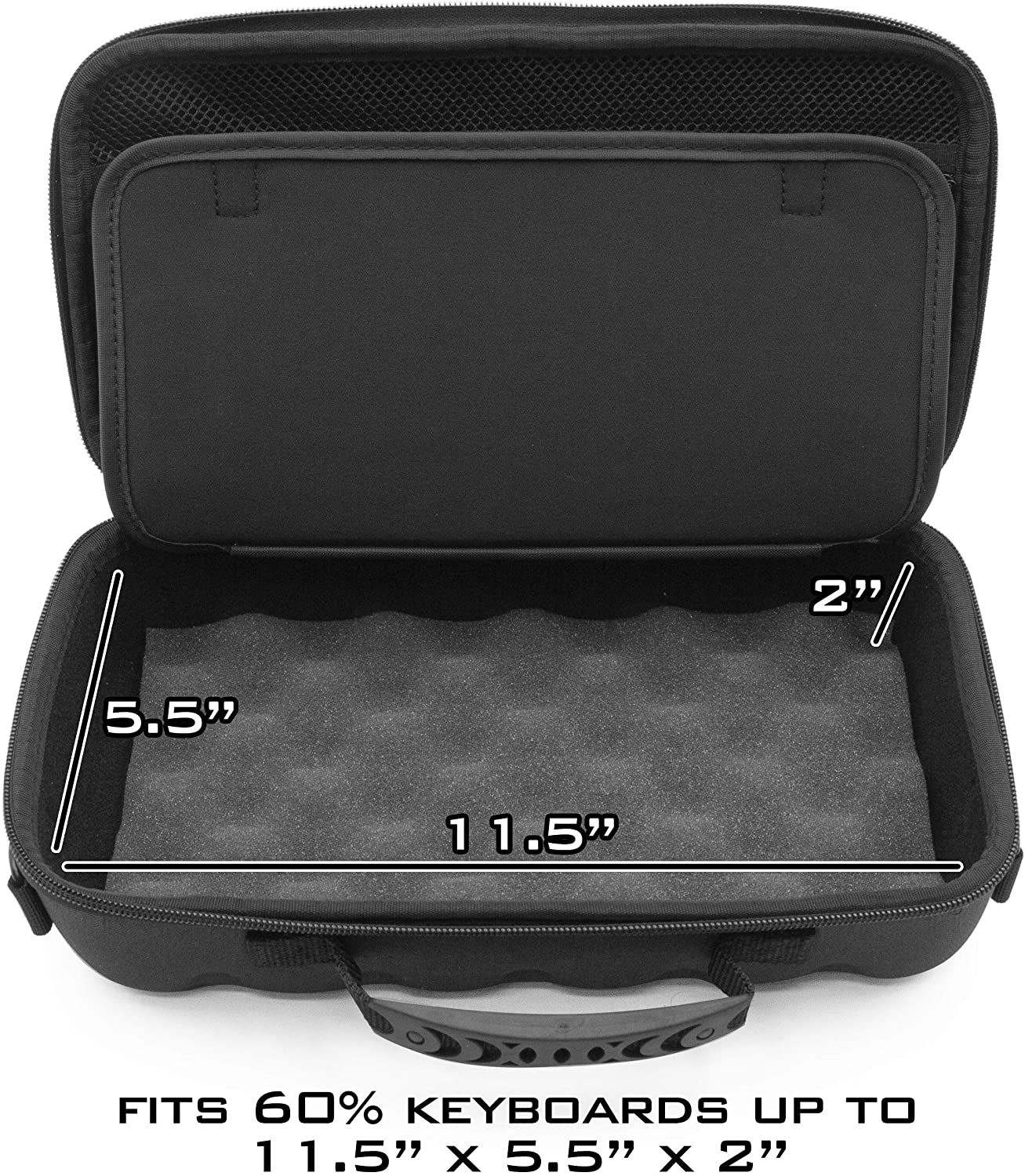 60% Keyboard Case Compatible with Razer Huntsman Mini/HK Gaming GK61 - Hard Shell EVA with Padded Divider, Shoulder Strap & Accessory Pocket