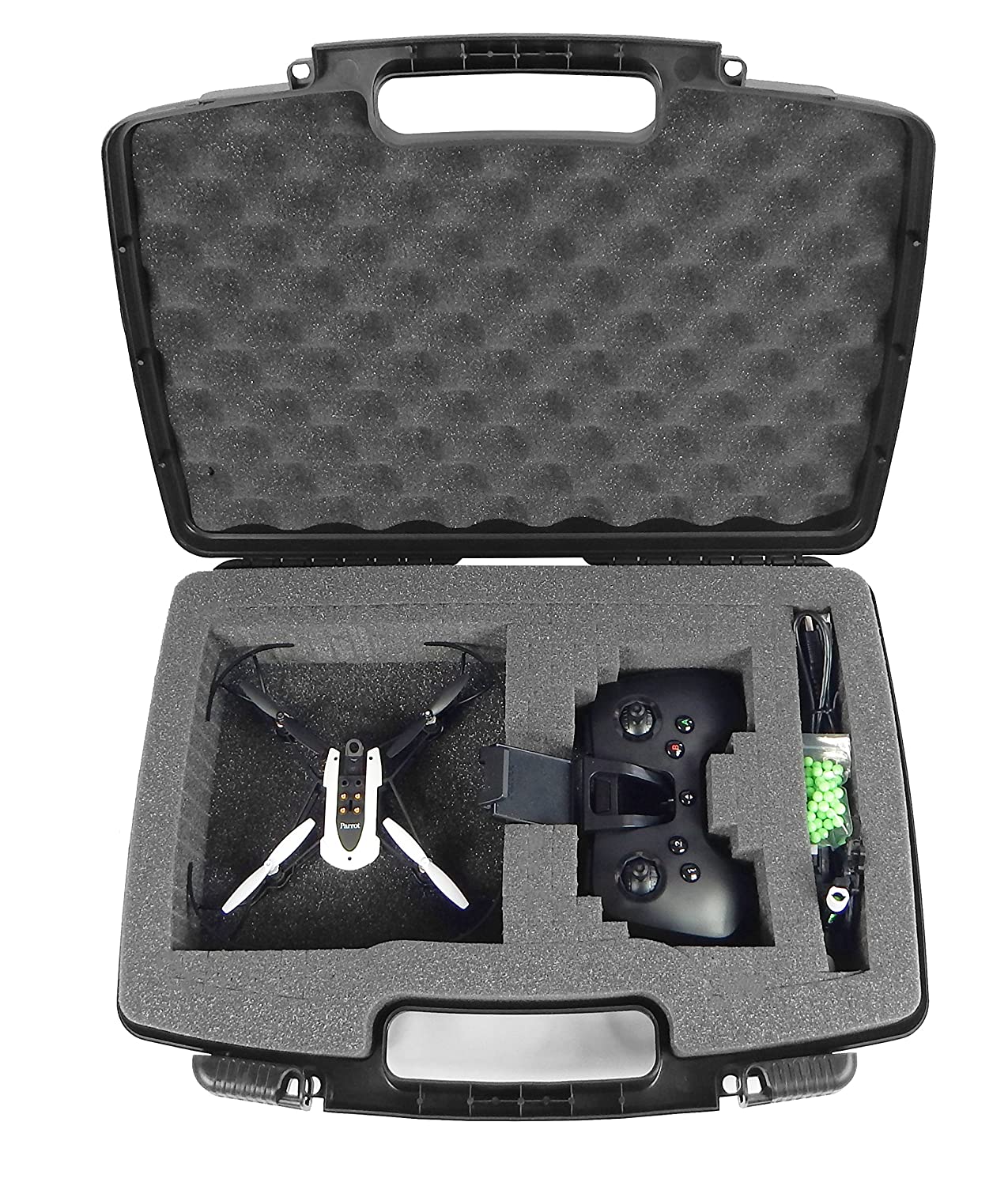 Hard Shell Minidrone Case Compatible with Parrot Mambo Drone -  Tri-Layer Customizable Foam & Flypad Controller Storage - Case Only