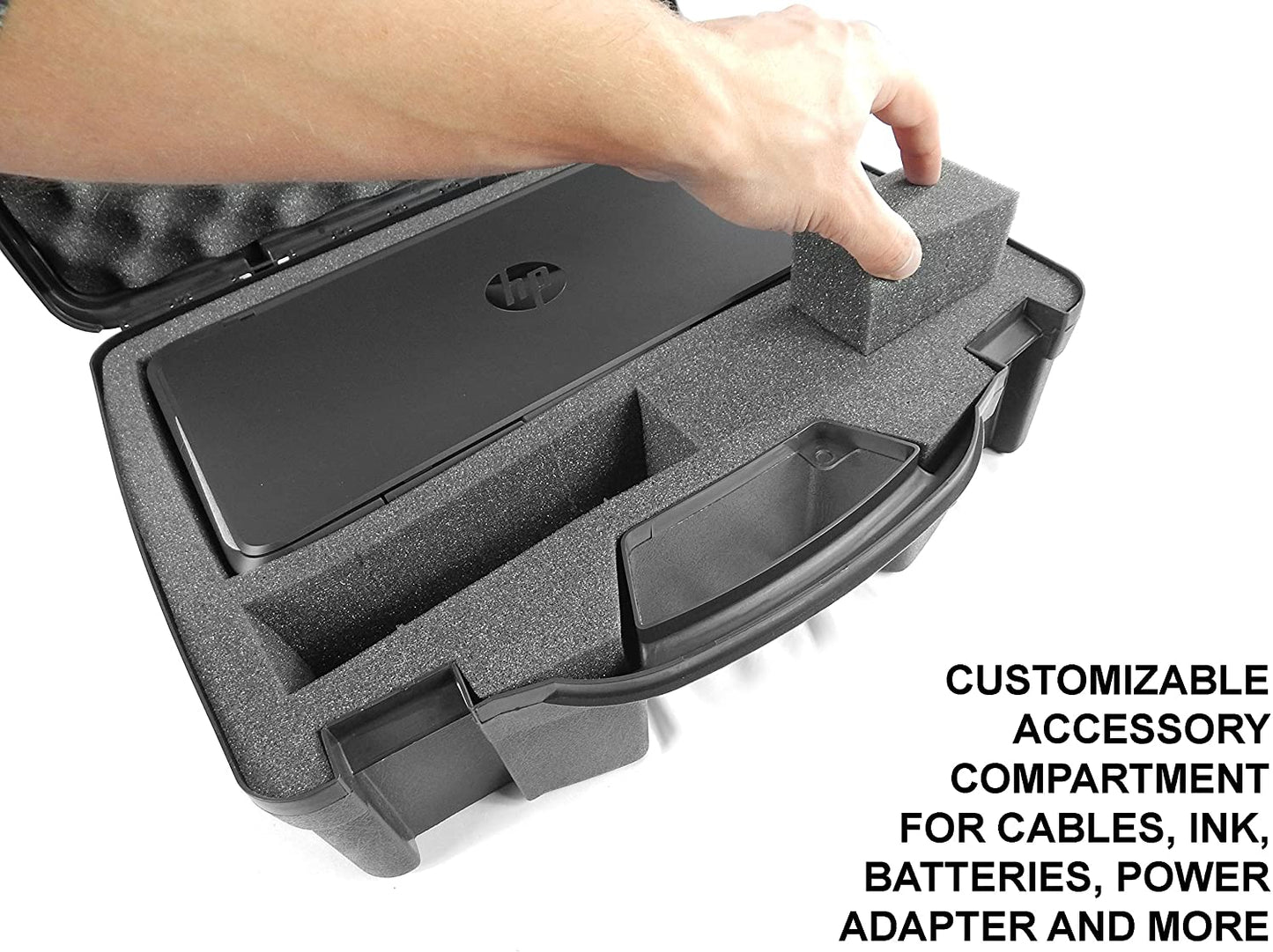 Portable Printer Carry Case for HP Officejet 200 Wireless Mobile Printer - Customizable Tri-layer Foam Protection