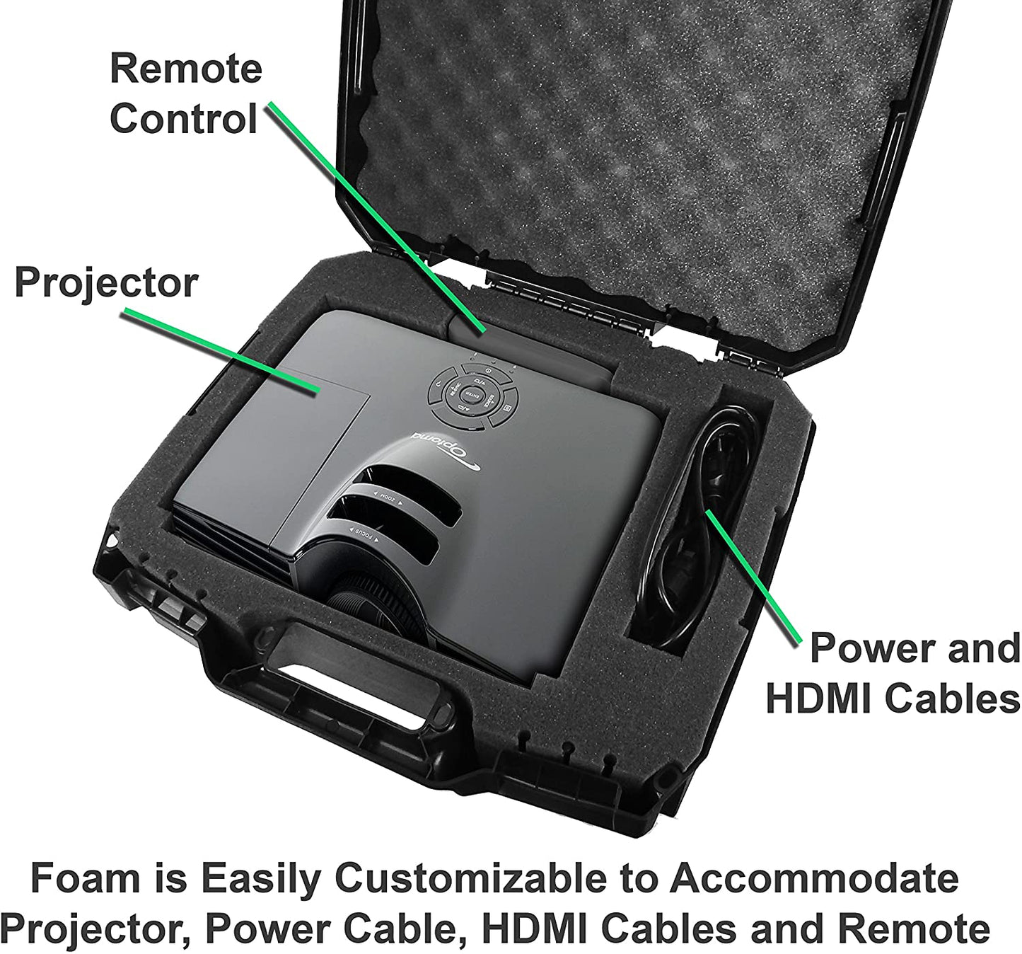 Projector Case Compatible with Optoma HD146X, HD28HDR, HD142X HD243X, HD141X, HD143X, HD28DSE, HD27, HD26 and More with Customizable Foam