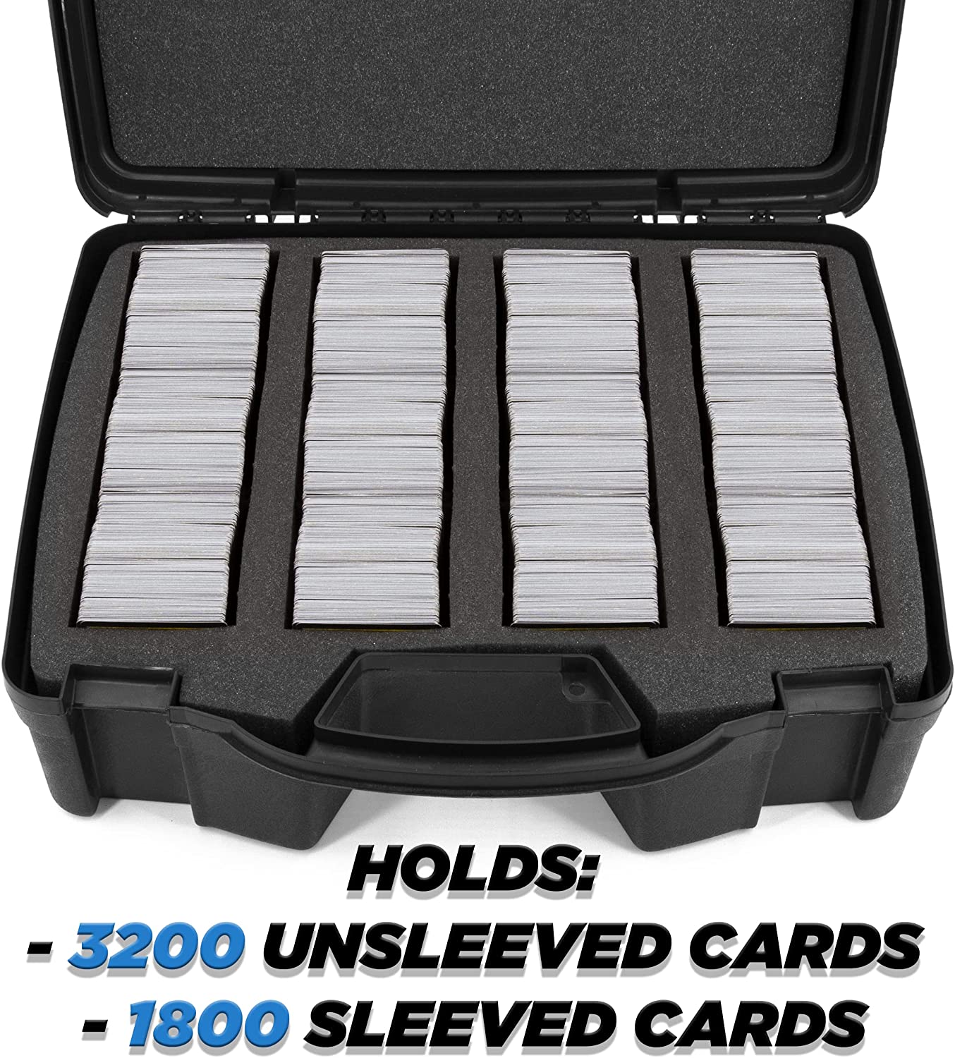 Trading Card Case and Card Game Organizer for 3200 Cards - 16" Hard Shell Card Case Holder for Trading Cards with 40 Dividers