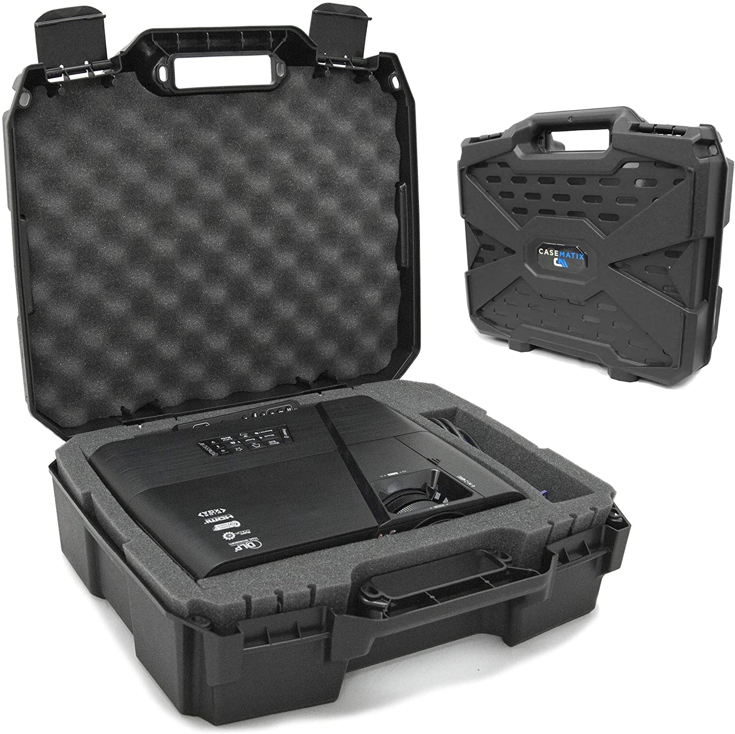 Hard Shell Case Compatible with Epson Projectors VS/EX/PowerLite Models Up to 13" x 10" x 4" - Customizable Foam, Compact Design, USA Made