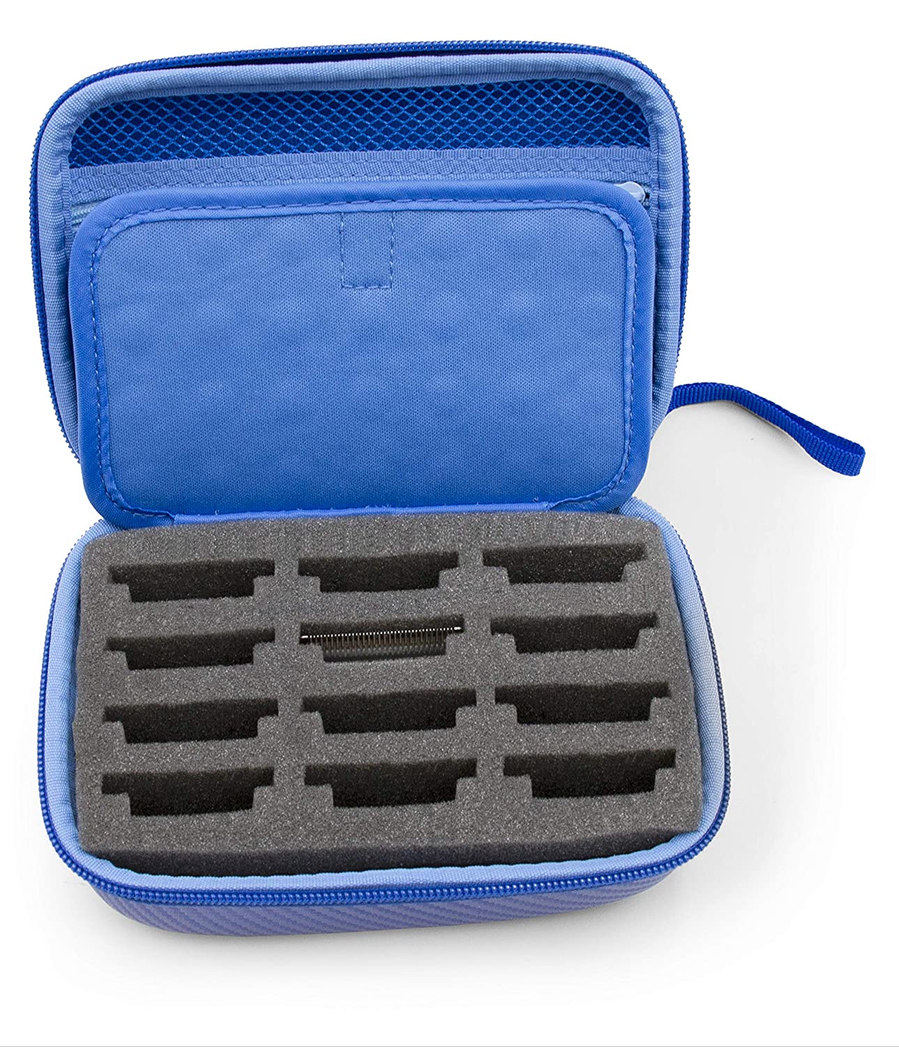 Barber Blade Case fits 12 Metal Clipper Blades - Andis/Oster/Wahl/Babyliss Compatible with Custom Padded Slots & Zippered Compartment