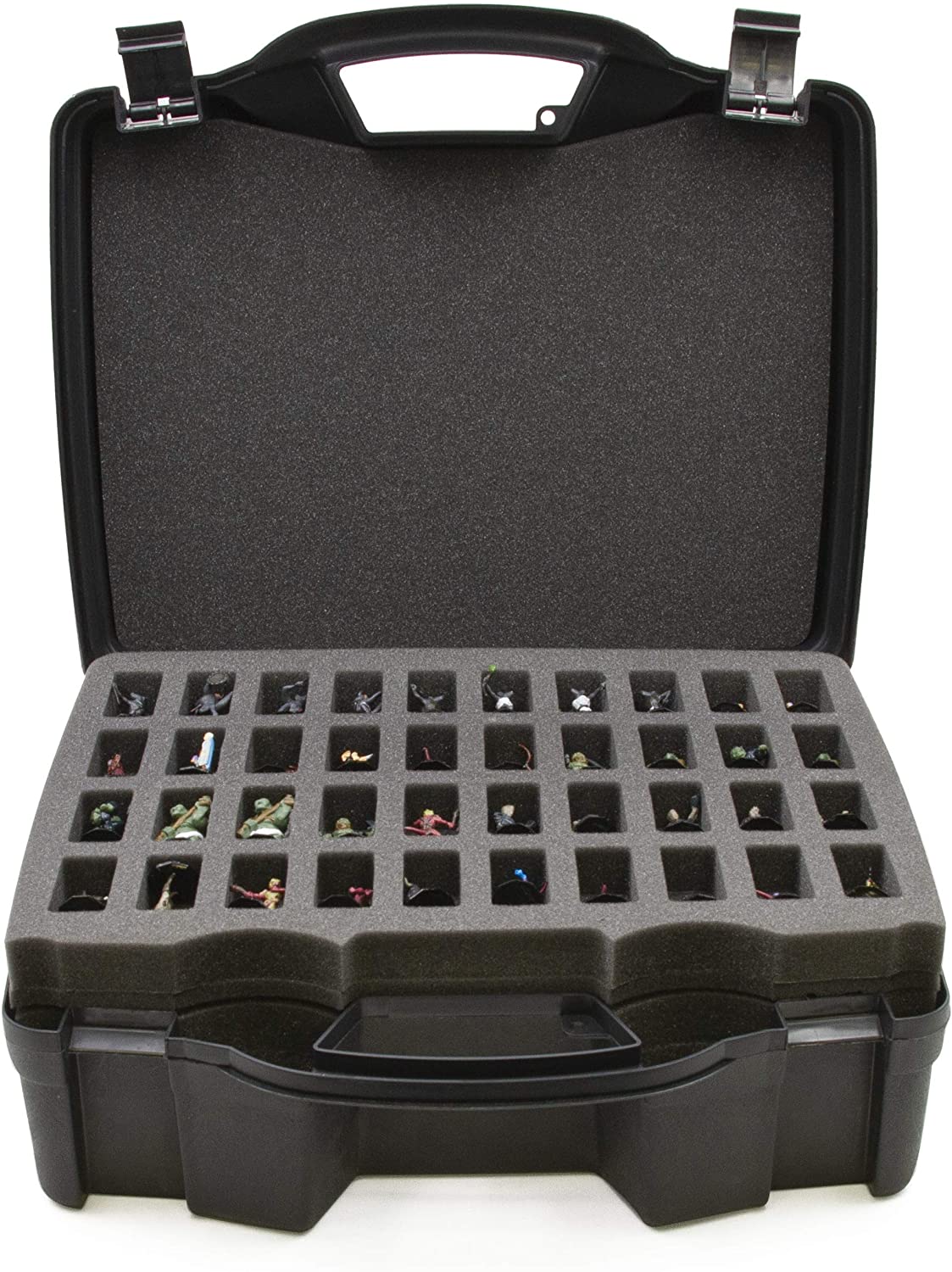 Miniature Storage Hard Shell Figure Case - 80 Slot Figurine Carrying Case with Customizable Foam Compatible with Warhammer 40k, DND & More!