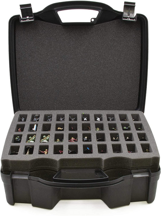 Miniature Storage Hard Shell Figure Case - 80 Slot Figurine Carrying Case with Customizable Foam Compatible with Warhammer 40k, DND & More!