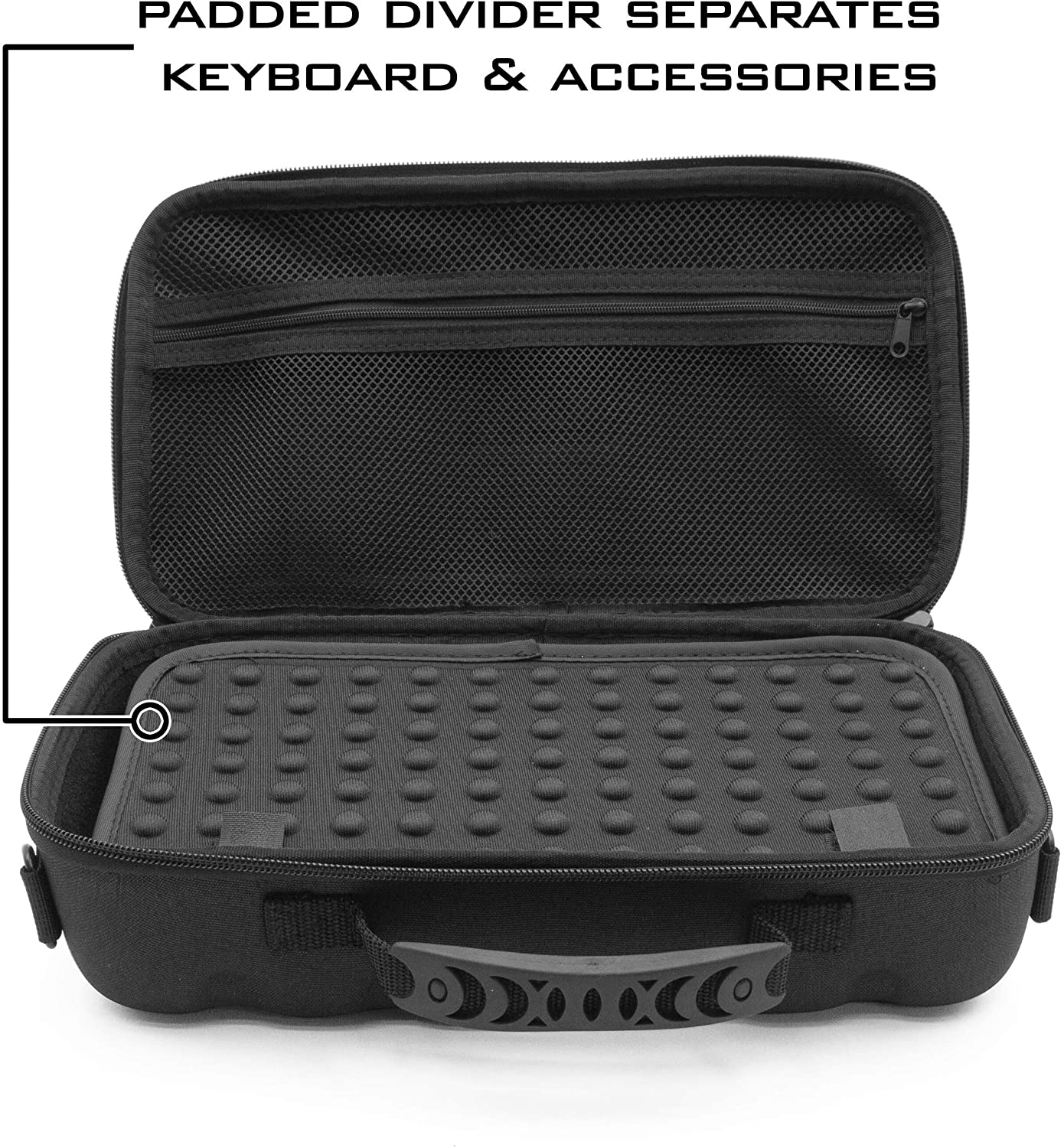 60% Keyboard Case Compatible with Razer Huntsman Mini/HK Gaming GK61 - Hard Shell EVA with Padded Divider, Shoulder Strap & Accessory Pocket