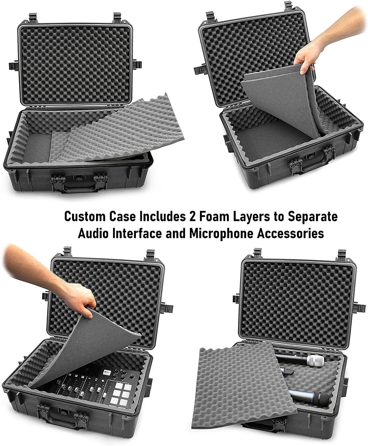 Waterproof Audio Mixer Case Compatible with Behringer Xenyx X1222USB X1622USB X1204USB Channel Interface Fits 17.0" x 12.1" x 5.0" Mixing Board and Accessories