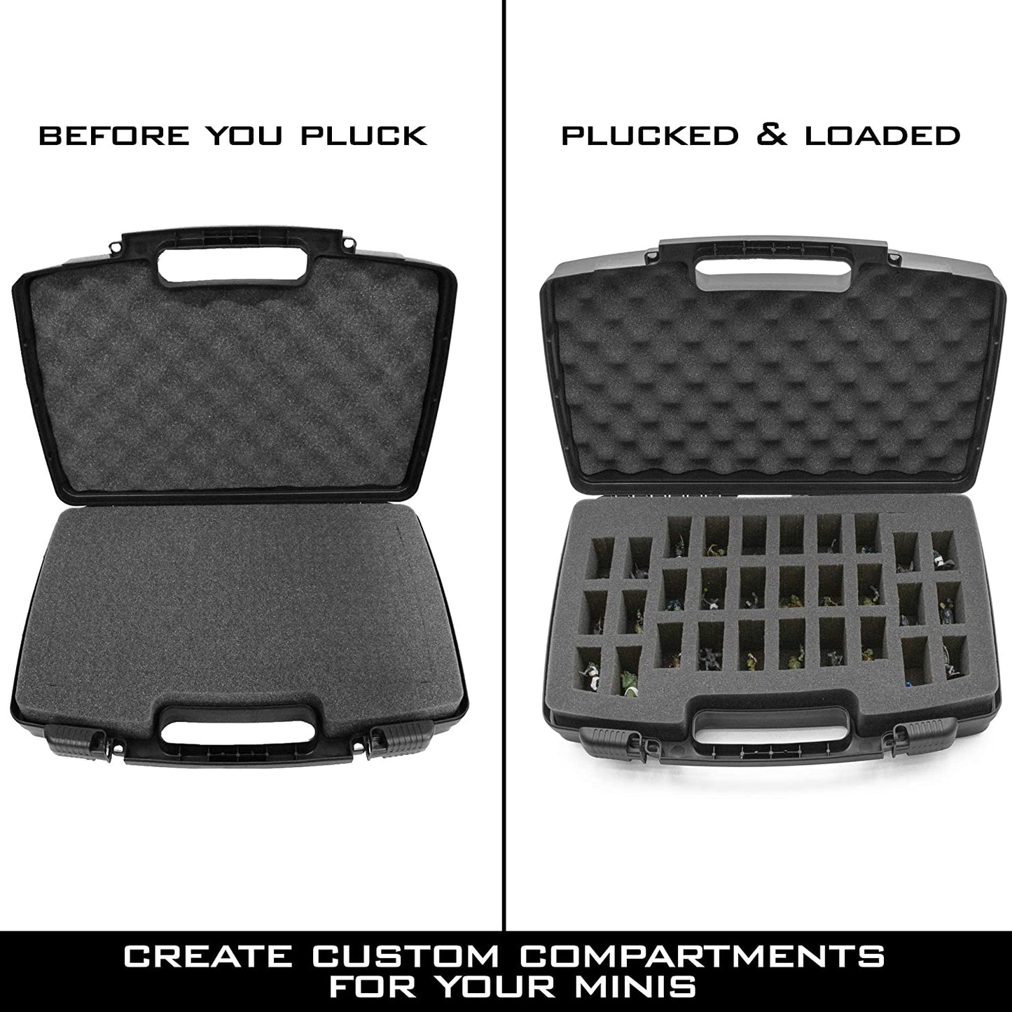 Hard Shell Miniature Storage Travel Case - 30 Figurine Miniature Organizer with Foam for Dungeons & Dragons, Warhammer 40K Minis and More!