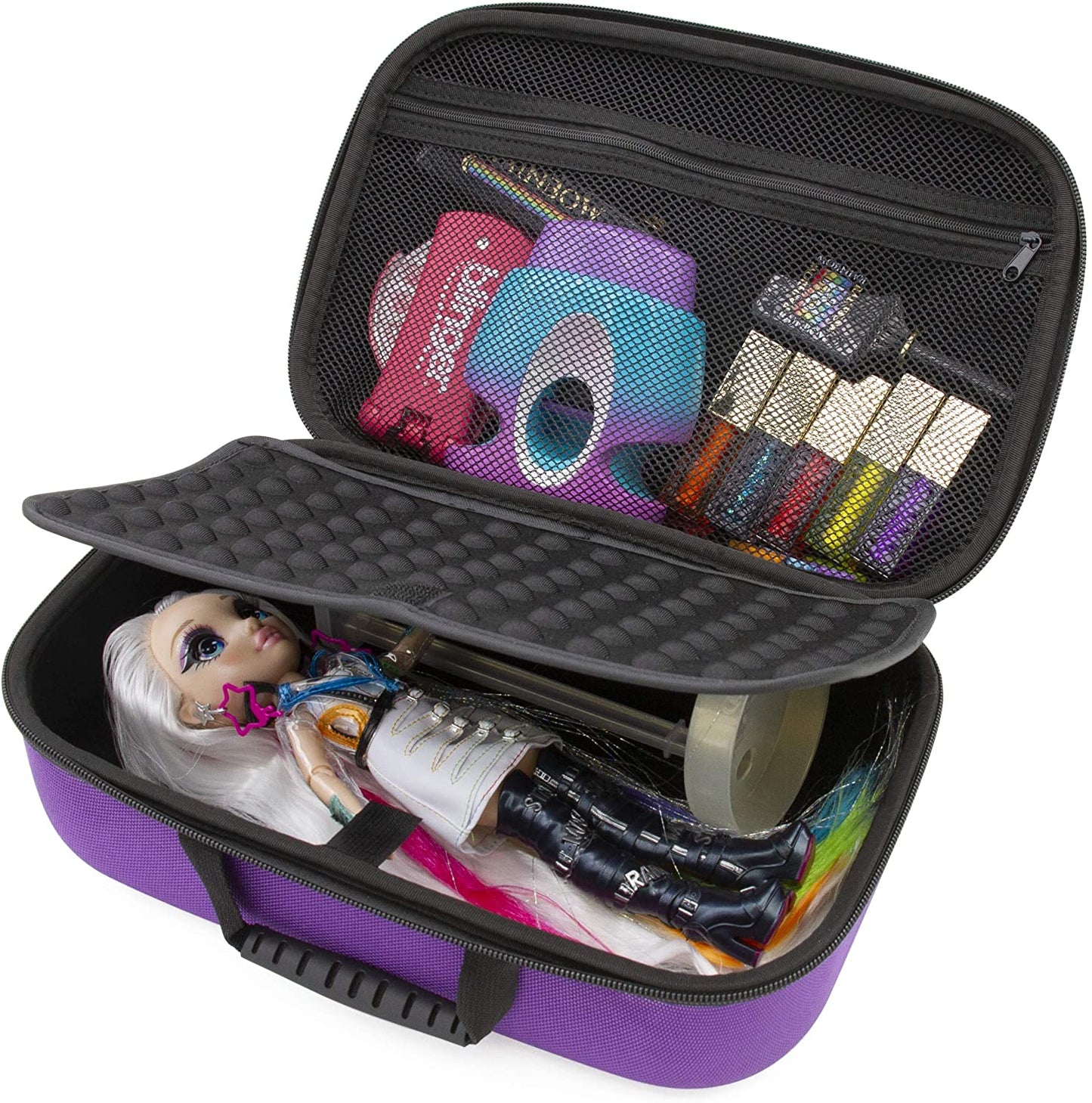 Doll Travel Case Compatible with Rainbow High Dolls and Rainbow Surprise Hair Studio - Protective Carrier with Handle for Dolls