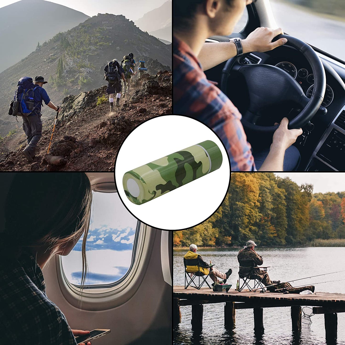 5oz Stainless Steel Pocket Spittoon – Camo Travel Spit Cup for Chew, Wide Mouth, Reusable with Cleaning Brush – Portable Spit Bottle for Car