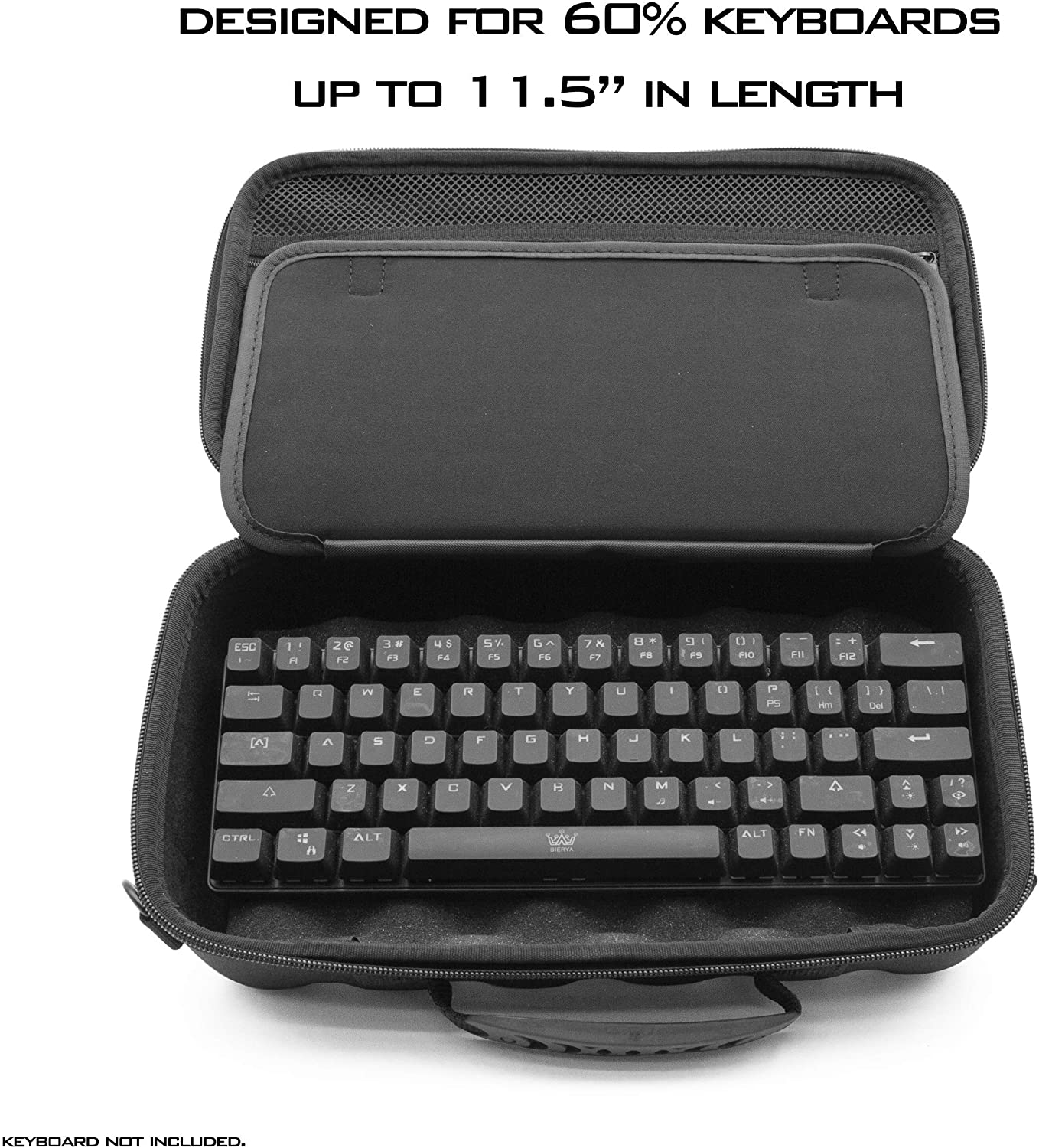 60% Keyboard Case Compatible with Razer Huntsman Mini/HK Gaming GK61 - Hard Shell EVA with Padded Divider, Shoulder Strap & Accessory Pocket