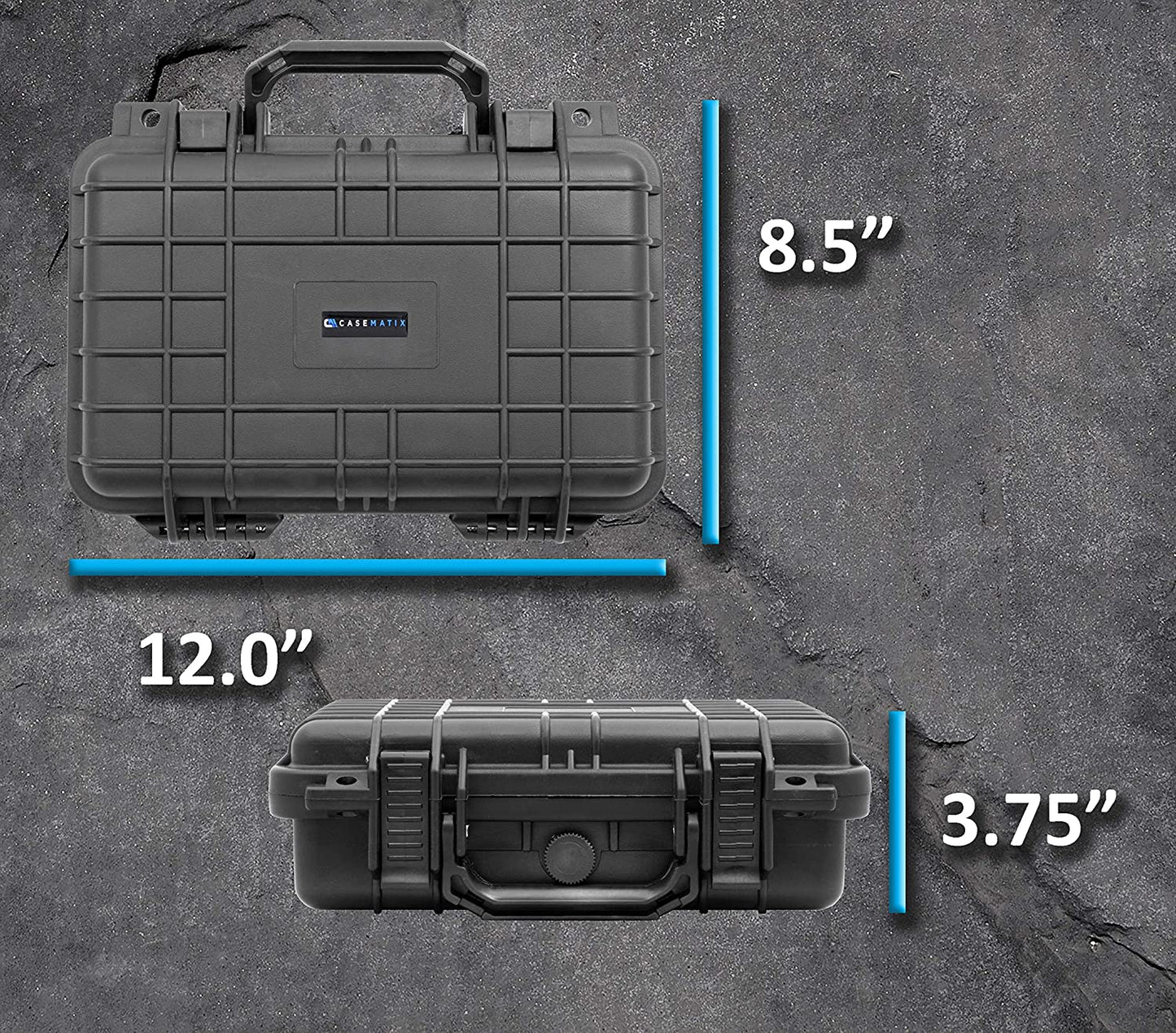 12" Hard Gun Case - Waterproof Shockproof Pistol Case with Customizable Foam Interior for 9mm Handgun & Accessories Storage