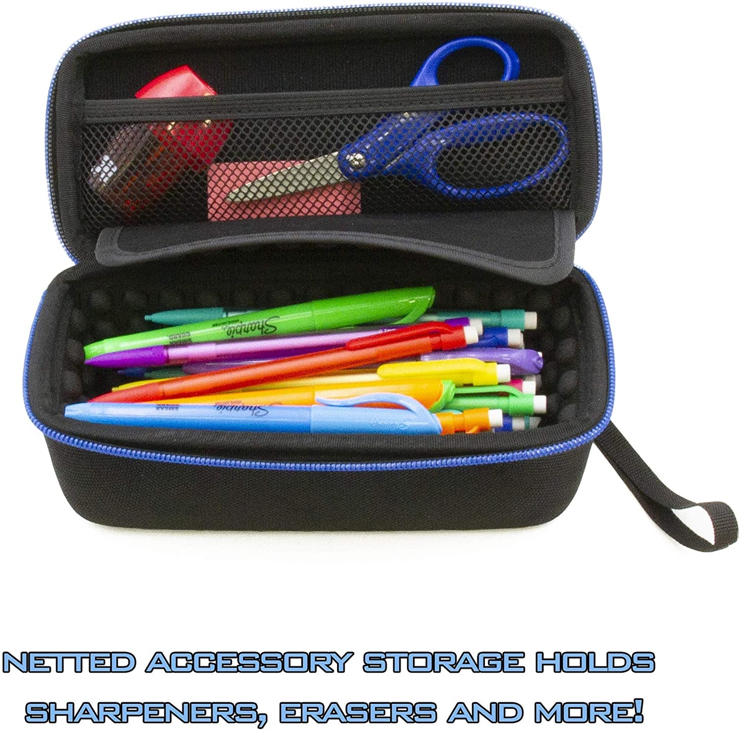 Large Pencil Bag for 50+ Pens, Pencils and Markers with Padded Divider, Netted Accessory Storage and More - Case Only