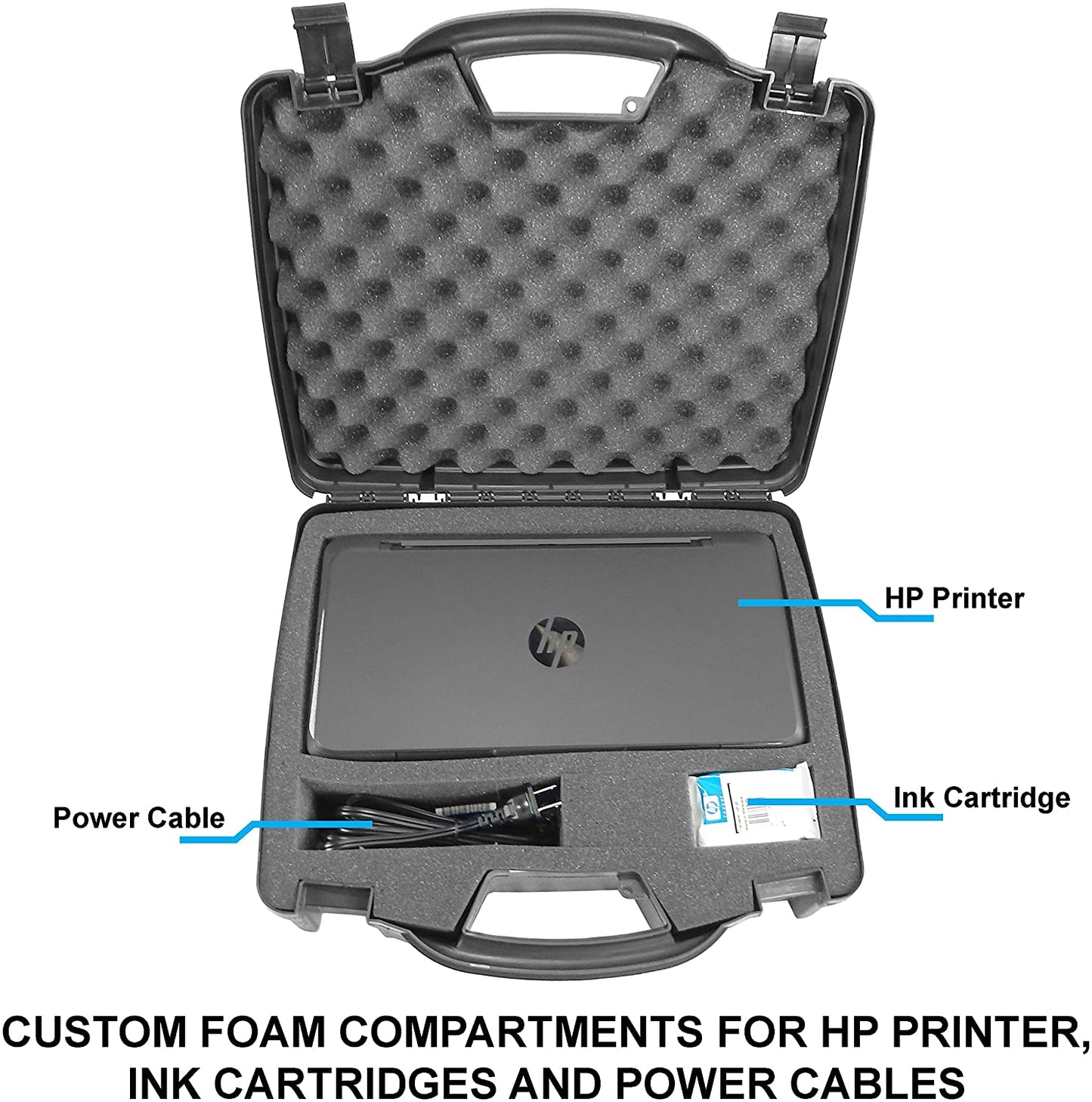 Portable Printer Carry Case for HP Officejet 200 Wireless Mobile Printer - Customizable Tri-layer Foam Protection
