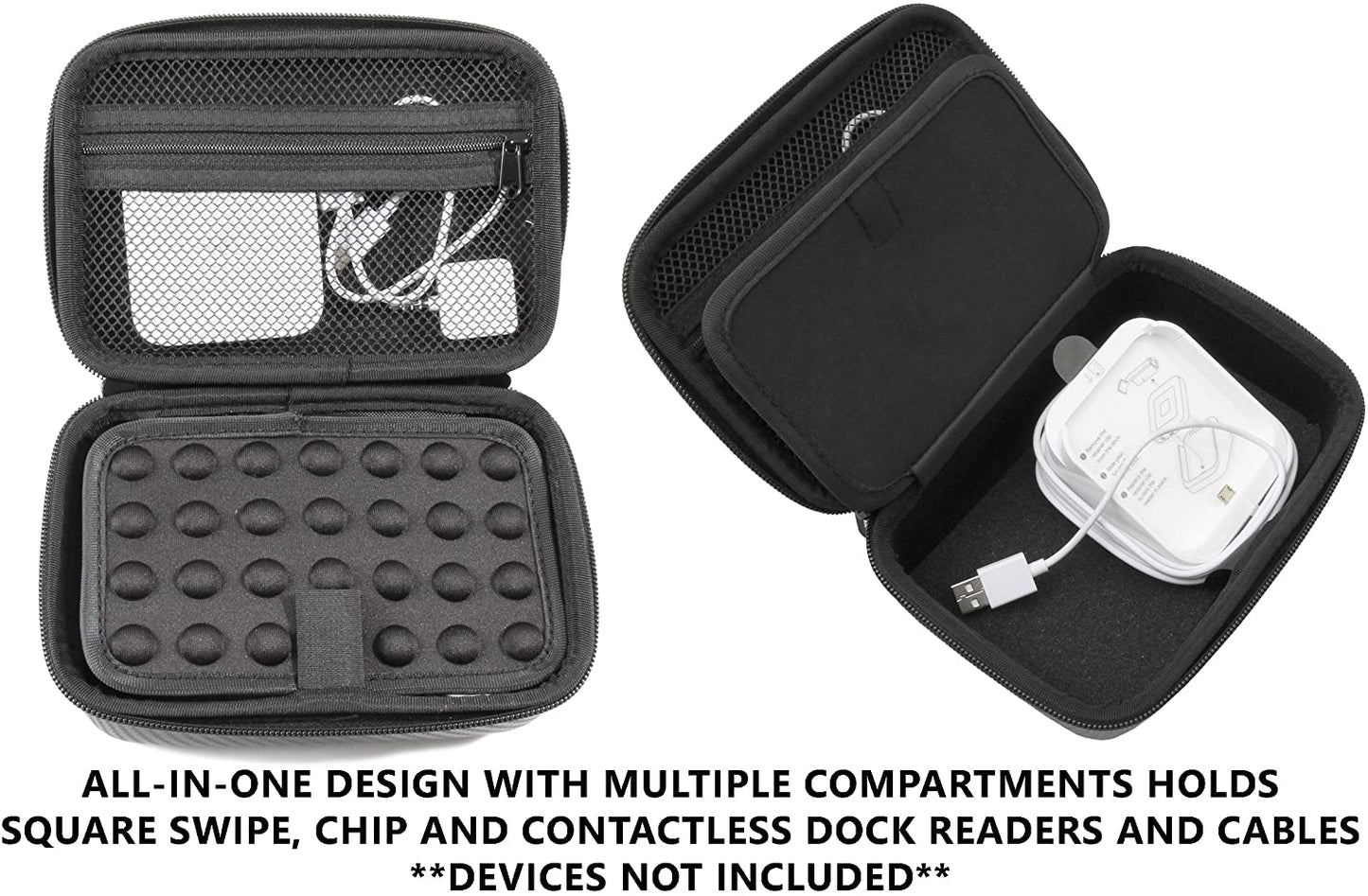 Portable Card Reader Case Compatible with Square Contactless Dock and Chip Reader Scanner Fits Dock, Square Reader, Chip Reader, USB Cables