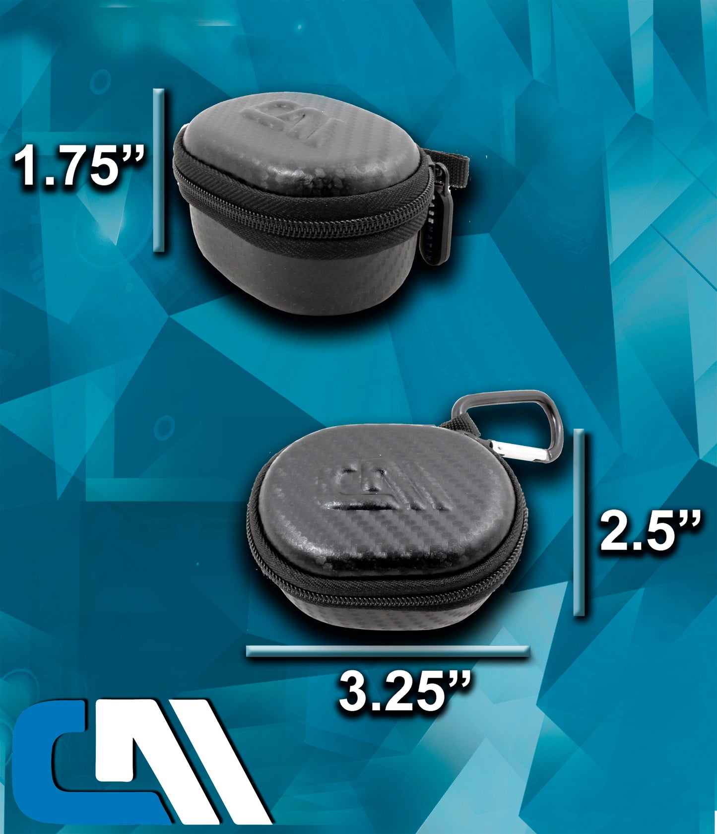 3.25" Hard Shell EVA Travel Case with Carabiner Clip - Fits Accessories up to 3" x 1.75" x 1.5"