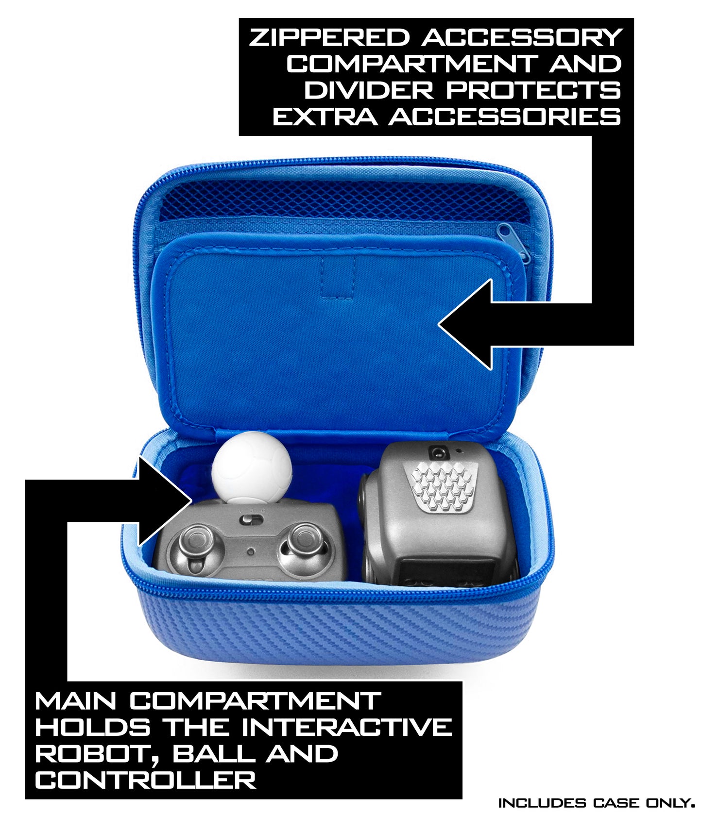 CASEMATIX Blue Toy Case for Boxer Interactive Ai Robot , Includes Toy Box and Felt Bag to Hold Game Activating Feature Cards, Case Only